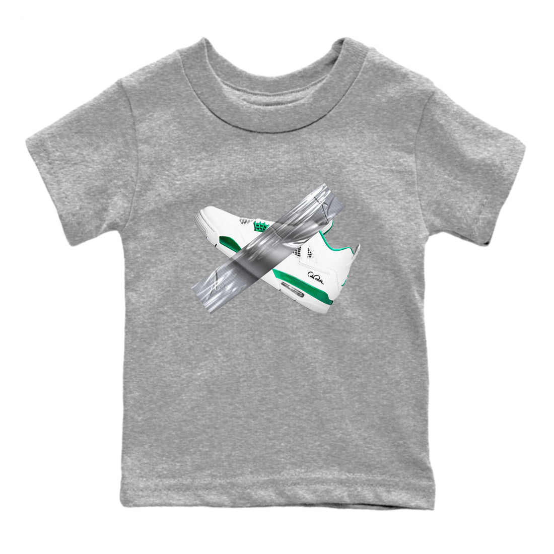 4s Oxidized Green shirts to match jordans Duct Tape sneaker match tees Air Jordan 4 Oxidized Green Drip Gear Zone streetwear brand Baby and Youth Heather Grey 2 cotton tee