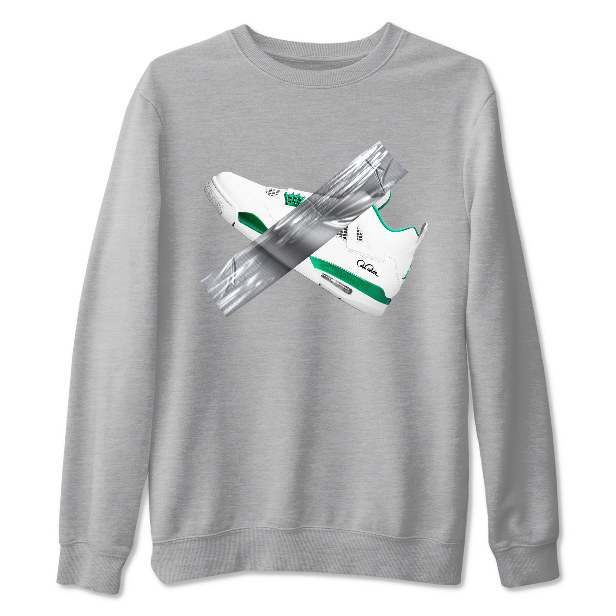 4s Oxidized Green shirts to match jordans Duct Tape sneaker match tees Air Jordan 4 Oxidized Green Drip Gear Zone streetwear brand Heather Grey 2 unisex cotton tee
