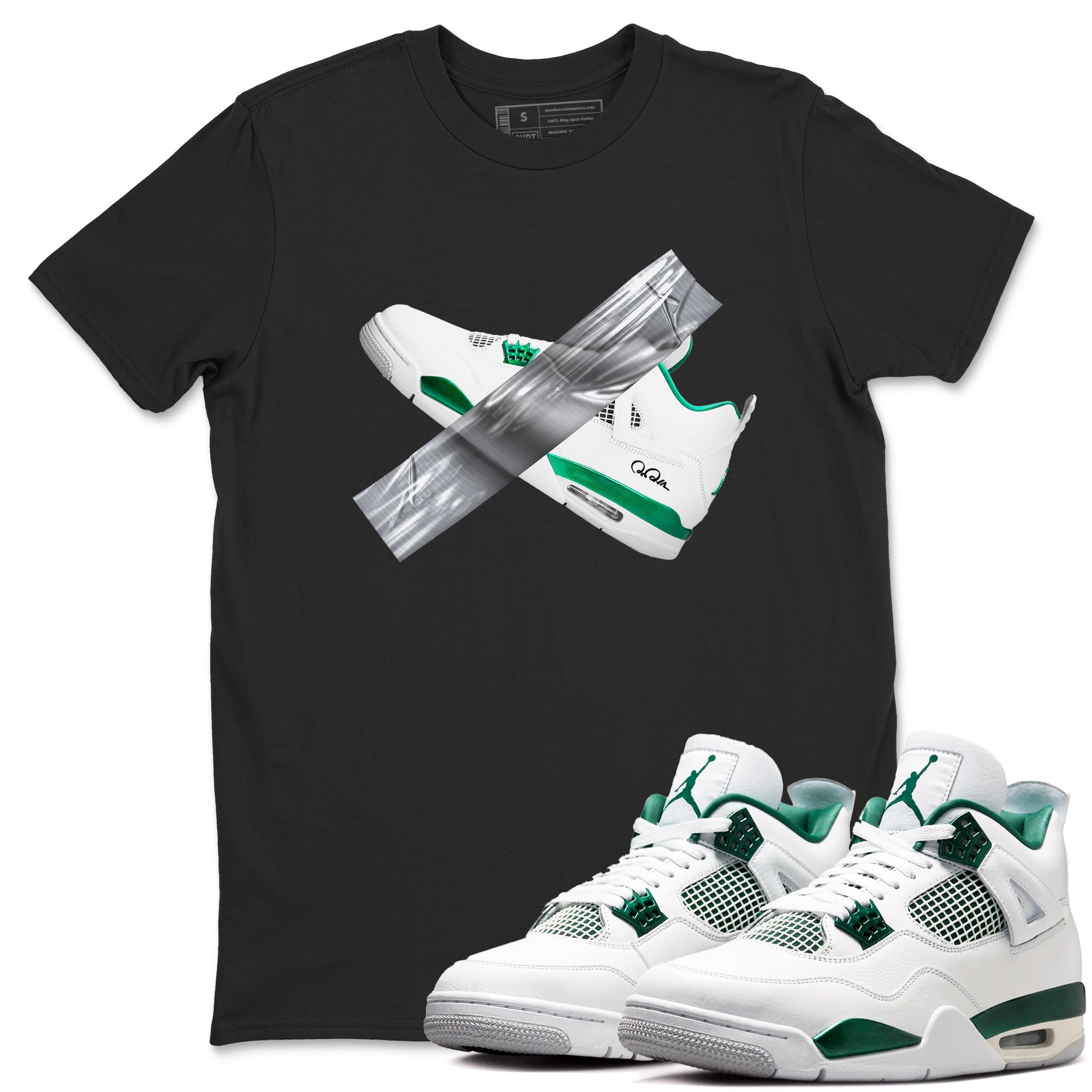 4s Oxidized Green shirts to match jordans Duct Tape sneaker match tees Air Jordan 4 Oxidized Green Drip Gear Zone streetwear brand Black 1 unisex cotton tee