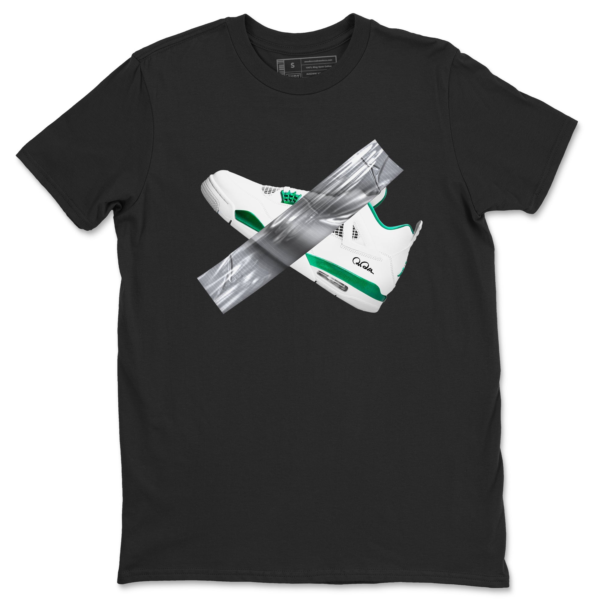 4s Oxidized Green shirts to match jordans Duct Tape sneaker match tees Air Jordan 4 Oxidized Green Drip Gear Zone streetwear brand Black 2 unisex cotton tee