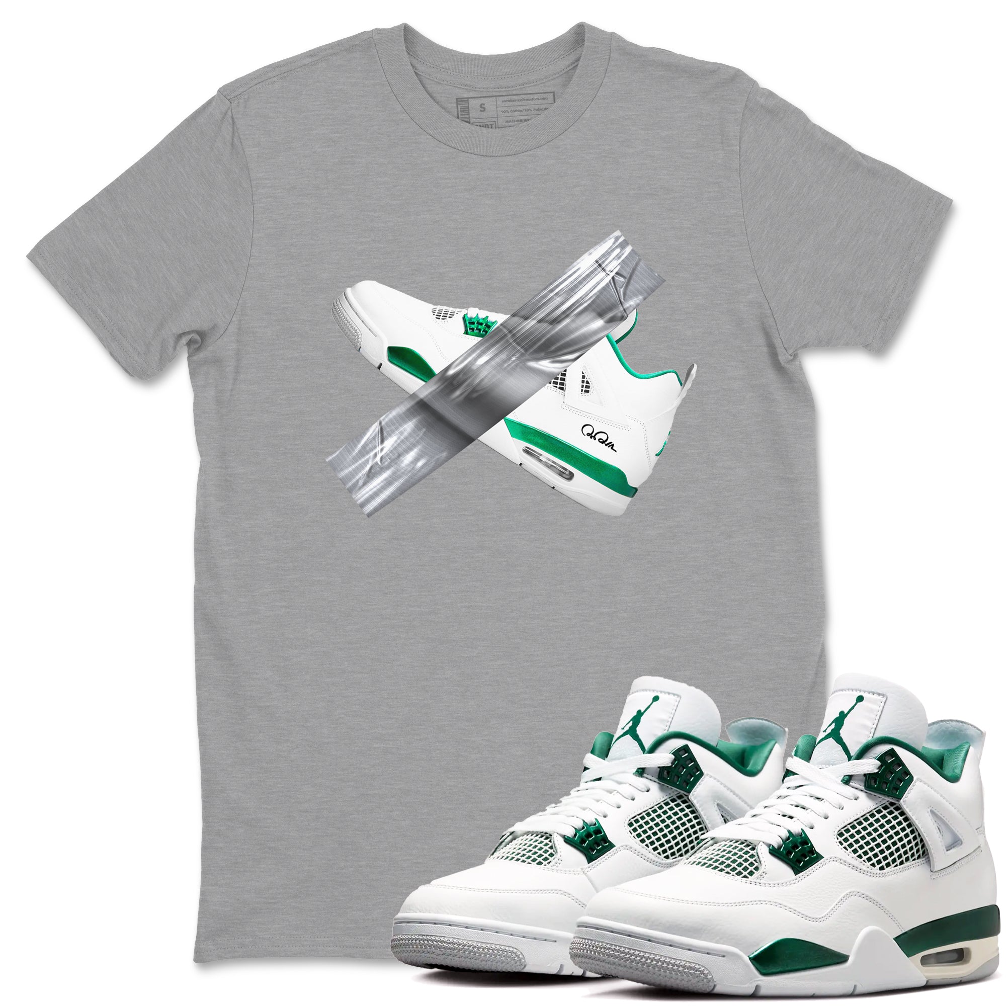 4s Oxidized Green shirts to match jordans Duct Tape sneaker match tees Air Jordan 4 Oxidized Green Drip Gear Zone streetwear brand Heather Grey 1 unisex cotton tee