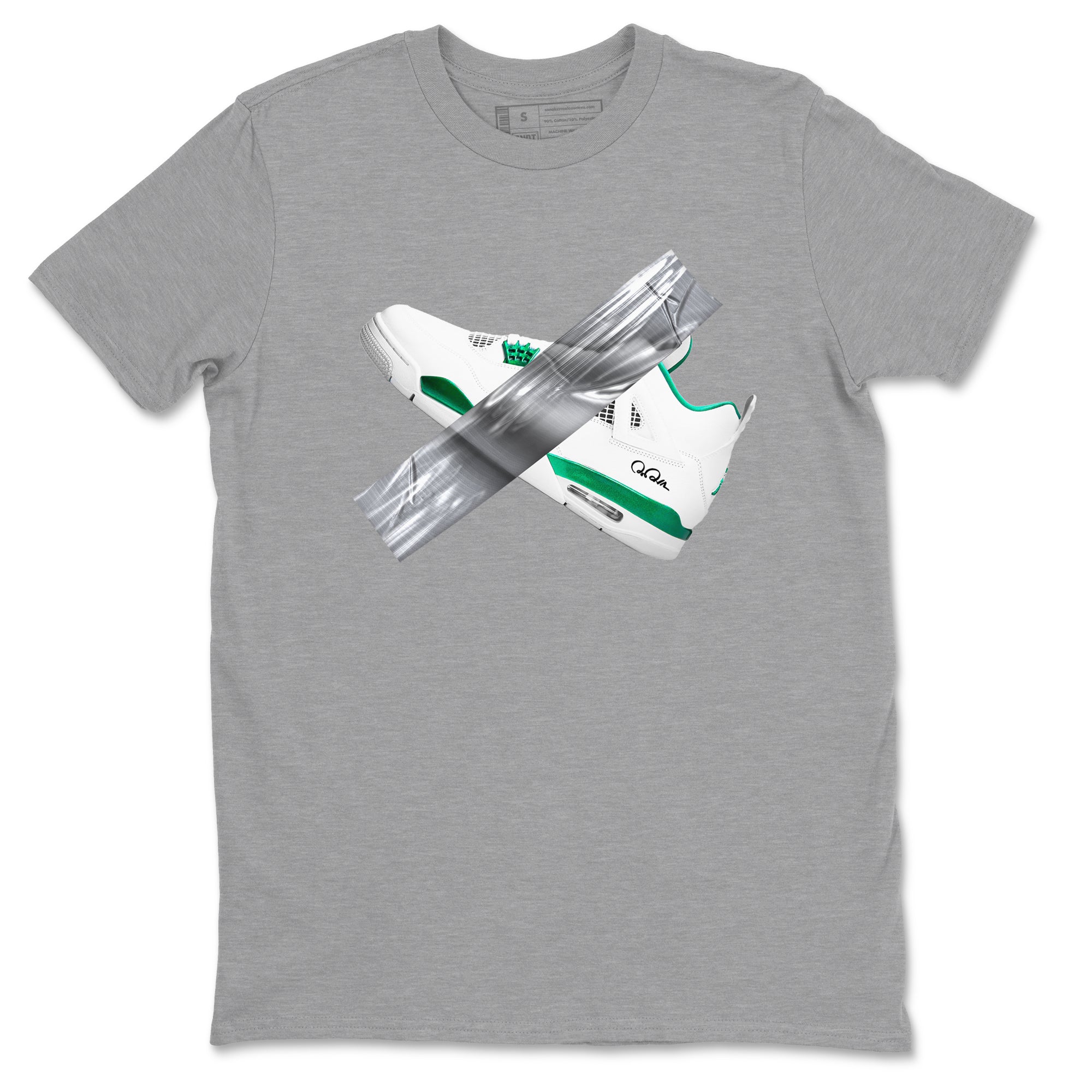 4s Oxidized Green shirts to match jordans Duct Tape sneaker match tees Air Jordan 4 Oxidized Green Drip Gear Zone streetwear brand Heather Grey 2 unisex cotton tee