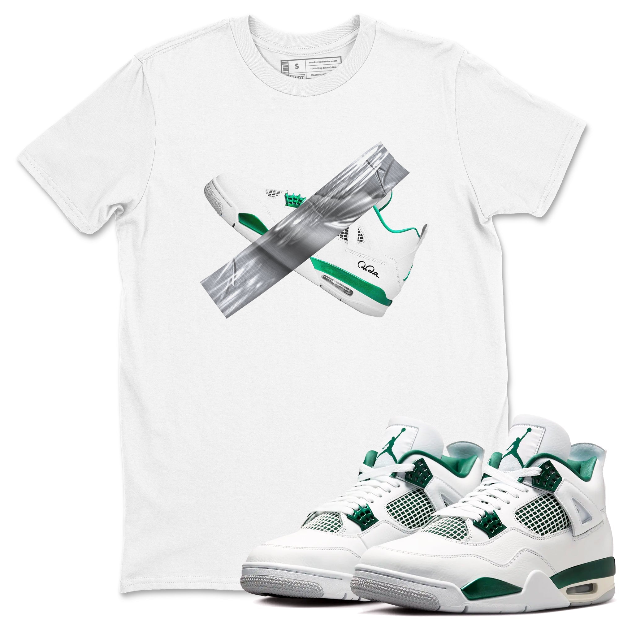 4s Oxidized Green shirts to match jordans Duct Tape sneaker match tees Air Jordan 4 Oxidized Green Drip Gear Zone streetwear brand White 1 unisex cotton tee