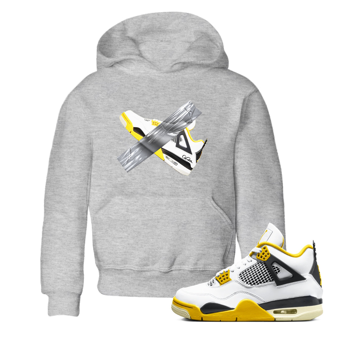 AJ4 Vivid Sulfur shirt to match jordans Duct Tape sneaker tees Air Jordan 4 Vivid Sulfur Drip Gear Zone baby toddler Heather Grey 1 cotton Shirt