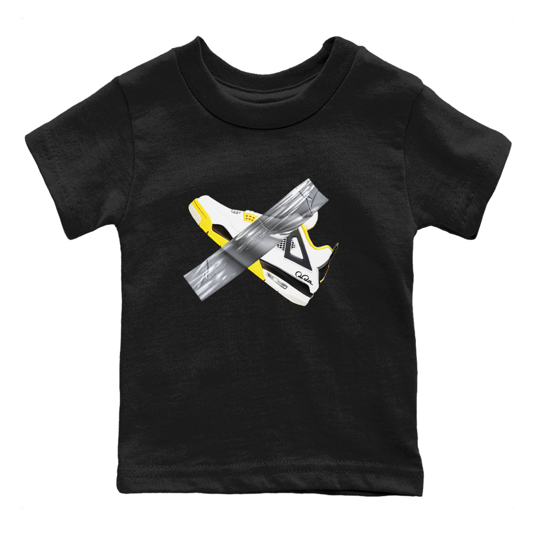 AJ4 Vivid Sulfur shirt to match jordans Duct Tape sneaker tees Air Jordan 4 Vivid Sulfur Drip Gear Zone baby toddler Black 2 cotton Shirt