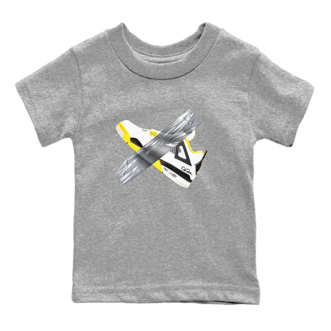 AJ4 Vivid Sulfur shirt to match jordans Duct Tape sneaker tees Air Jordan 4 Vivid Sulfur Drip Gear Zone baby toddler Heather Grey 2 cotton Shirt