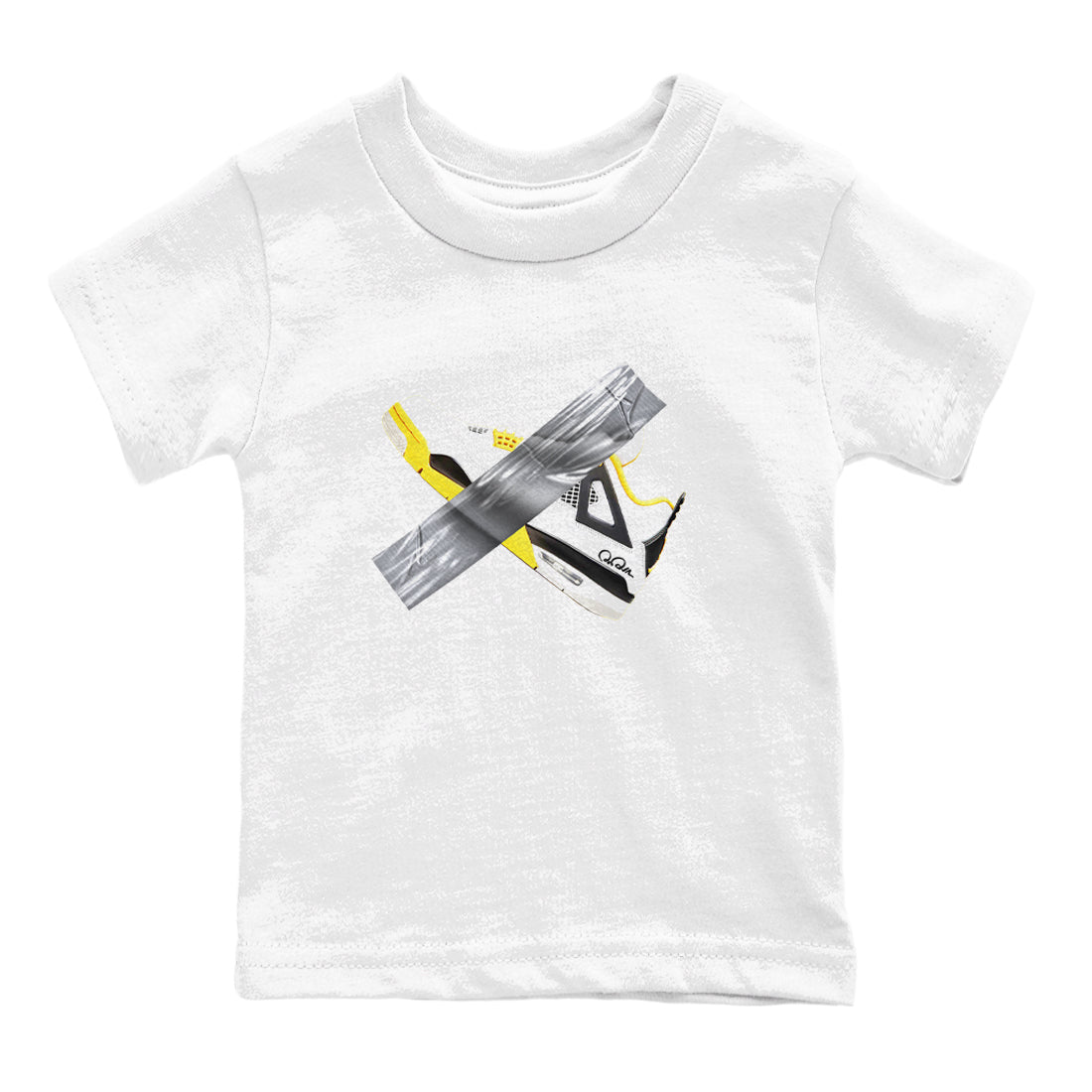 AJ4 Vivid Sulfur shirt to match jordans Duct Tape sneaker tees Air Jordan 4 Vivid Sulfur Drip Gear Zone baby toddler White 2 cotton Shirt