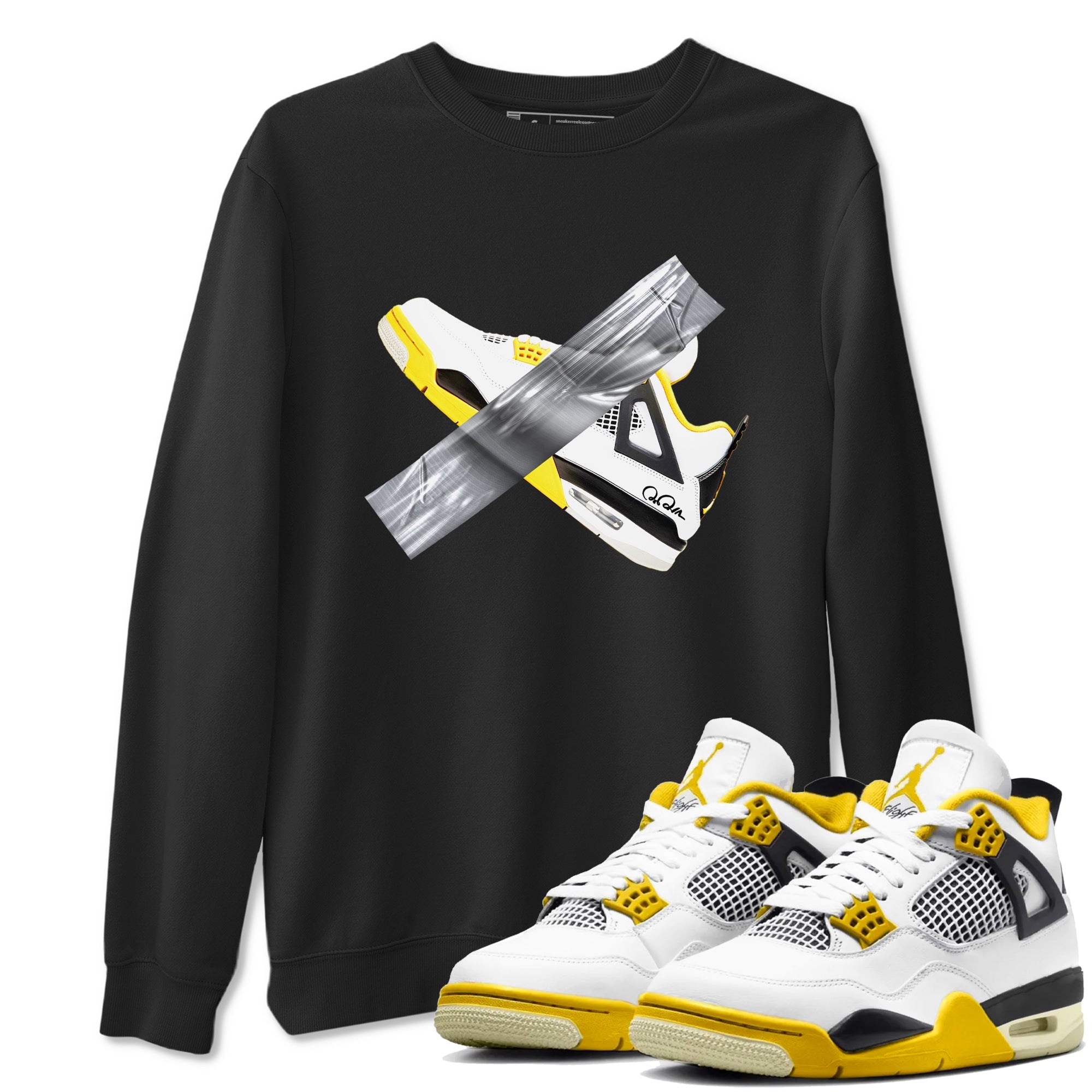 AJ4 Vivid Sulfur shirt to match jordans Duct Tape sneaker tees Air Jordan 4 Vivid Sulfur Drip Gear Zone unisex cotton Black 1 crew neck shirt