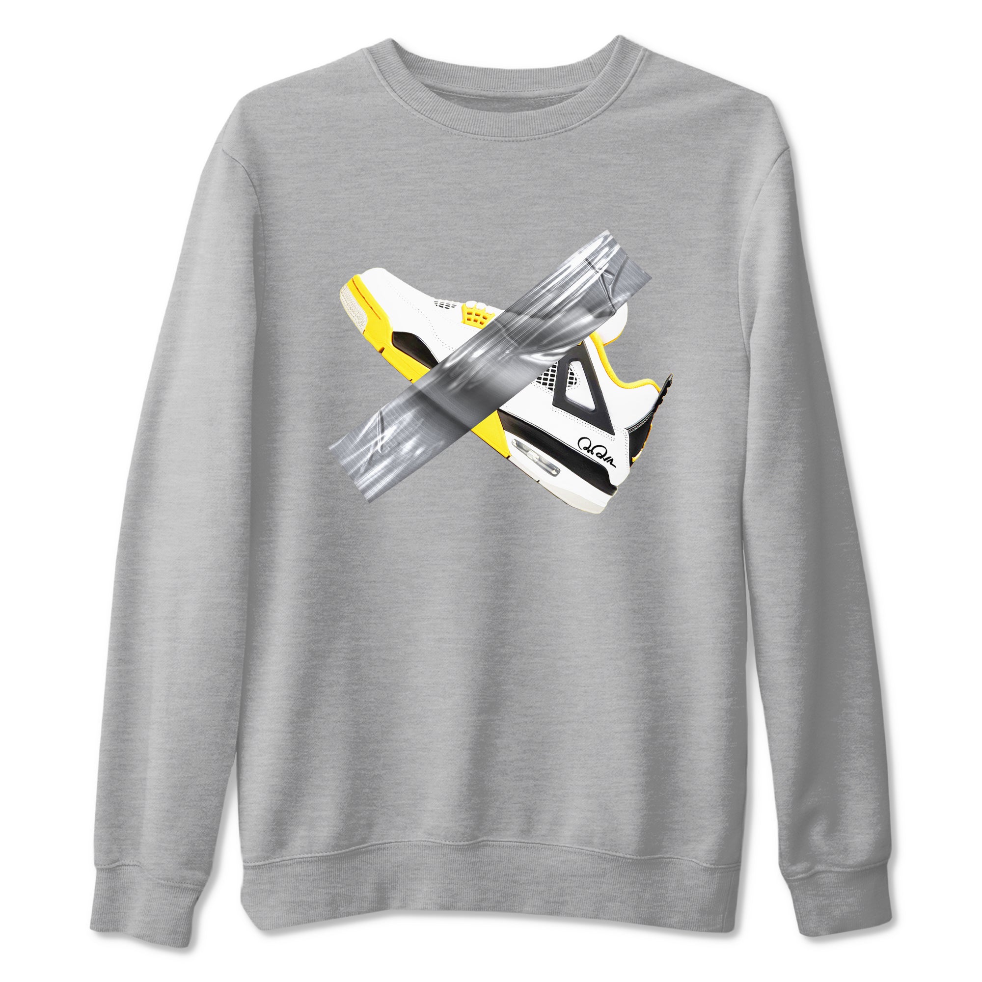 AJ4 Vivid Sulfur shirt to match jordans Duct Tape sneaker tees Air Jordan 4 Vivid Sulfur Drip Gear Zone unisex cotton Heather Grey 2 crew neck shirt