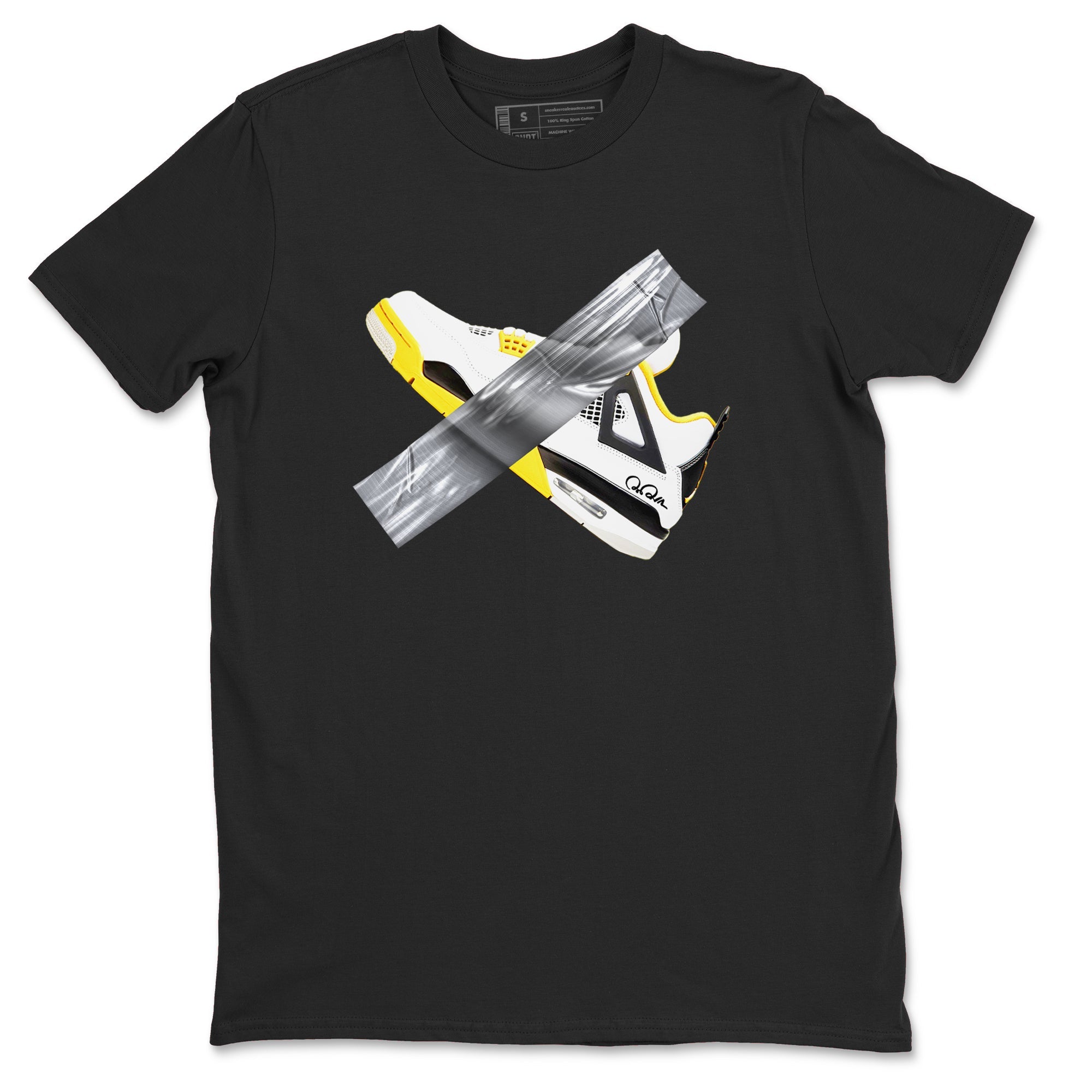 AJ4 Vivid Sulfur shirt to match jordans Duct Tape sneaker tees Air Jordan 4 Vivid Sulfur Drip Gear Zone unisex cotton Black 2 crew neck shirt