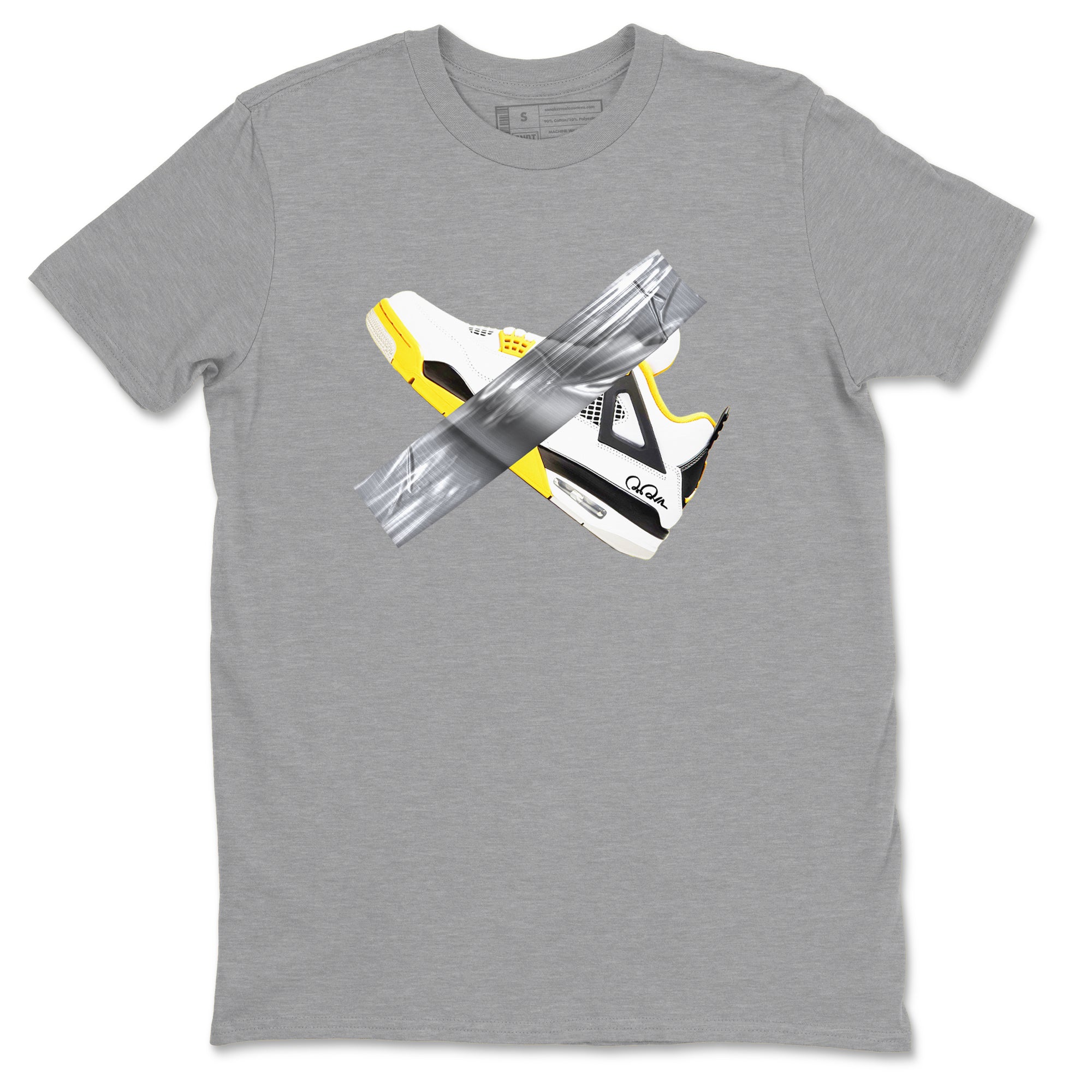 AJ4 Vivid Sulfur shirt to match jordans Duct Tape sneaker tees Air Jordan 4 Vivid Sulfur Drip Gear Zone unisex cotton Heather Grey 2 crew neck shirt