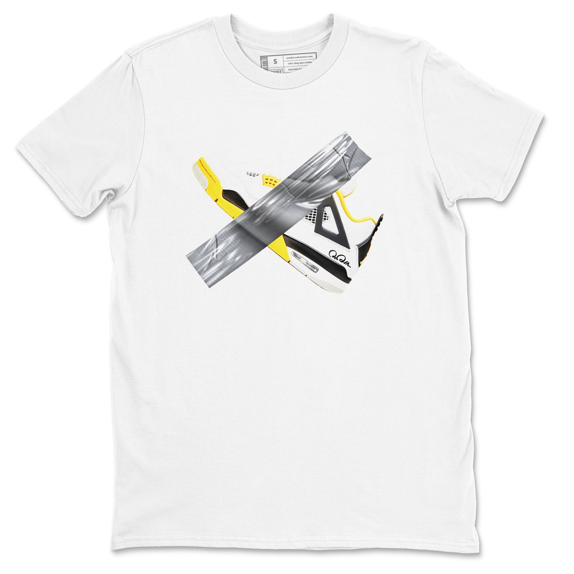 AJ4 Vivid Sulfur shirt to match jordans Duct Tape sneaker tees Air Jordan 4 Vivid Sulfur Drip Gear Zone unisex cotton White 2 crew neck shirt