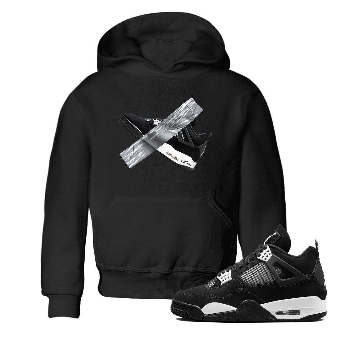 4s White Thunder shirts to match jordans Duct Tape sneaker match tees Air Jordan 4 White Thunder Drip Gear Zone Youth Baby Black 1 crew neck shirts