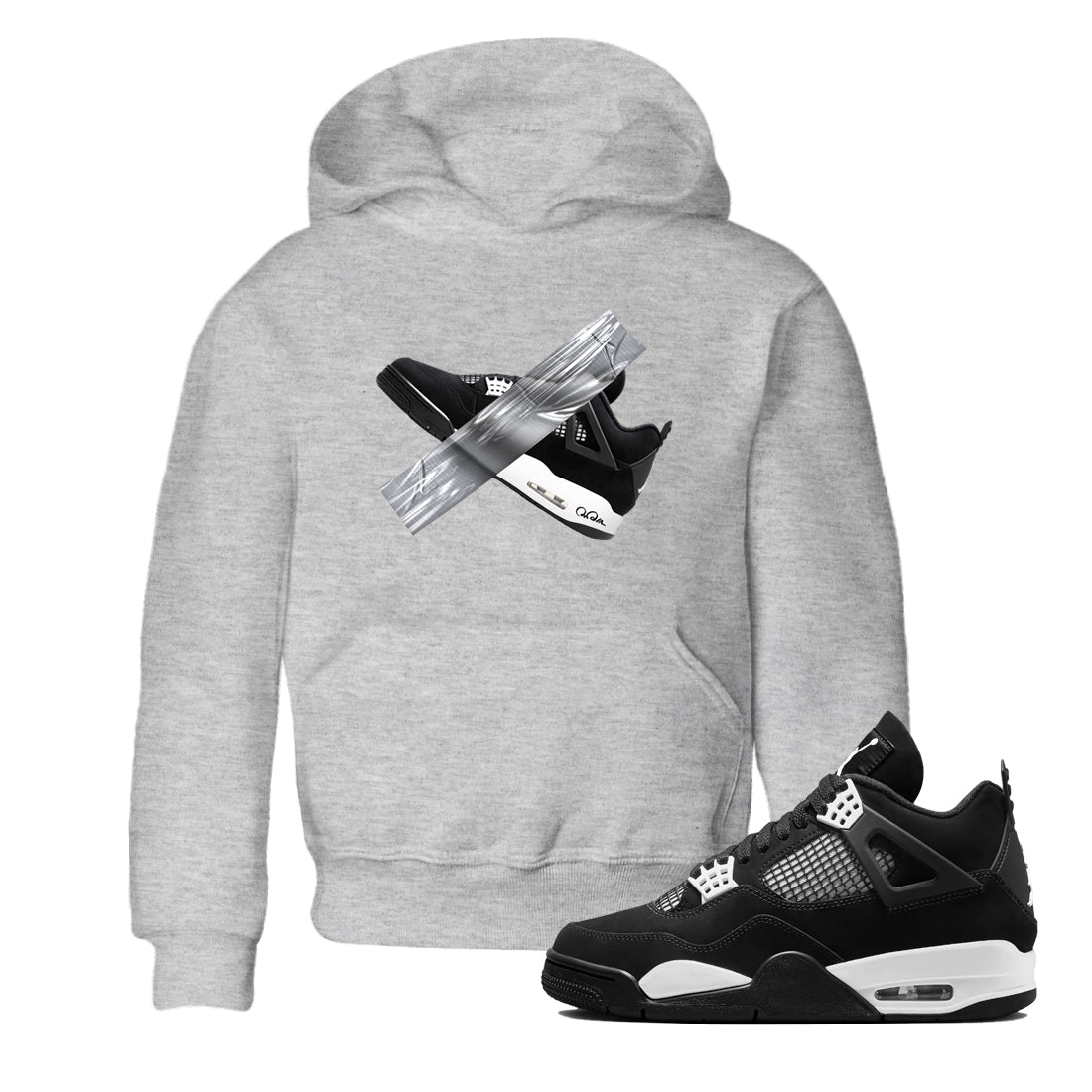 4s White Thunder shirts to match jordans Duct Tape sneaker match tees Air Jordan 4 White Thunder Drip Gear Zone Youth Baby Heather Grey 1 crew neck shirts