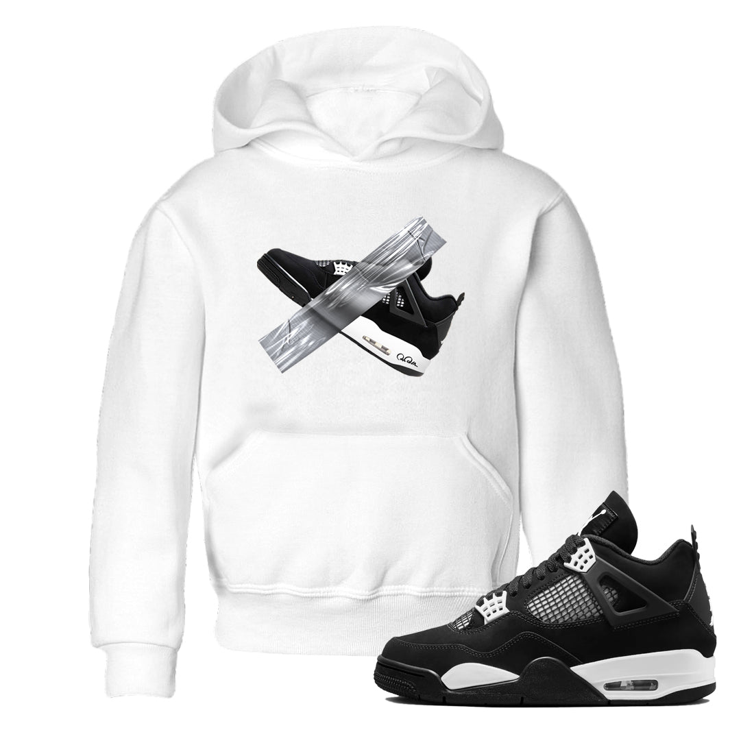 4s White Thunder shirts to match jordans Duct Tape sneaker match tees Air Jordan 4 White Thunder Drip Gear Zone Youth Baby White 1 crew neck shirts