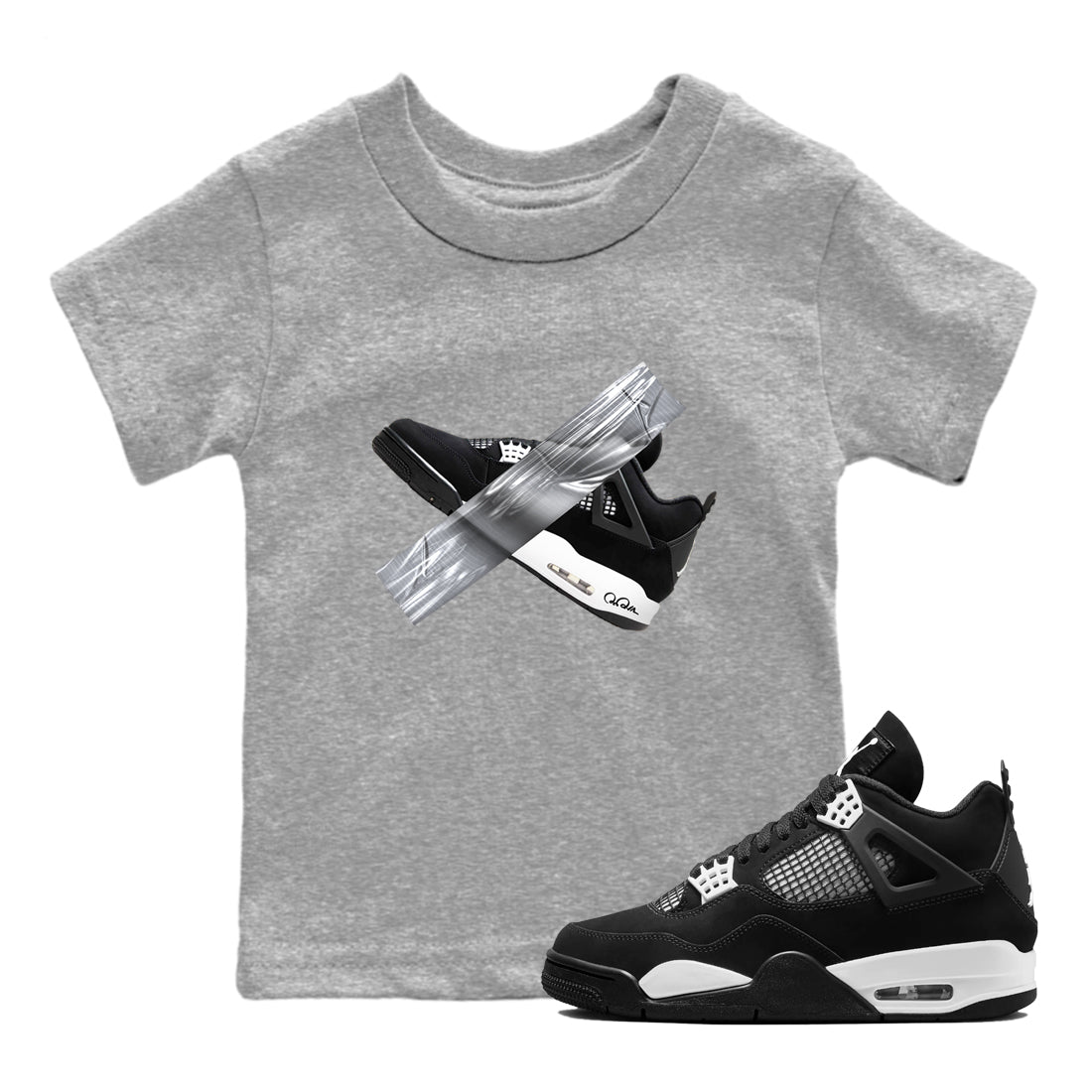 4s White Thunder shirts to match jordans Duct Tape sneaker match tees Air Jordan 4 White Thunder Drip Gear Zone Youth Baby Heather Grey 1 crew neck shirts