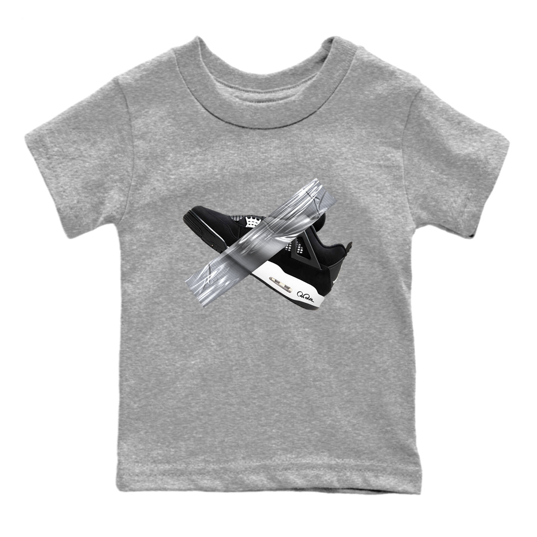 4s White Thunder shirts to match jordans Duct Tape sneaker match tees Air Jordan 4 White Thunder Drip Gear Zone Youth Baby Heather Grey 2 crew neck shirts