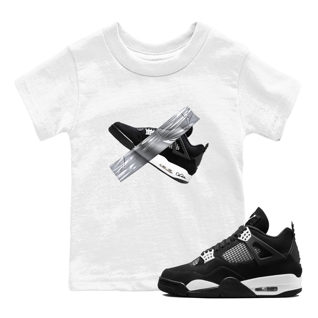 4s White Thunder shirts to match jordans Duct Tape sneaker match tees Air Jordan 4 White Thunder Drip Gear Zone Youth Baby White 1 crew neck shirts