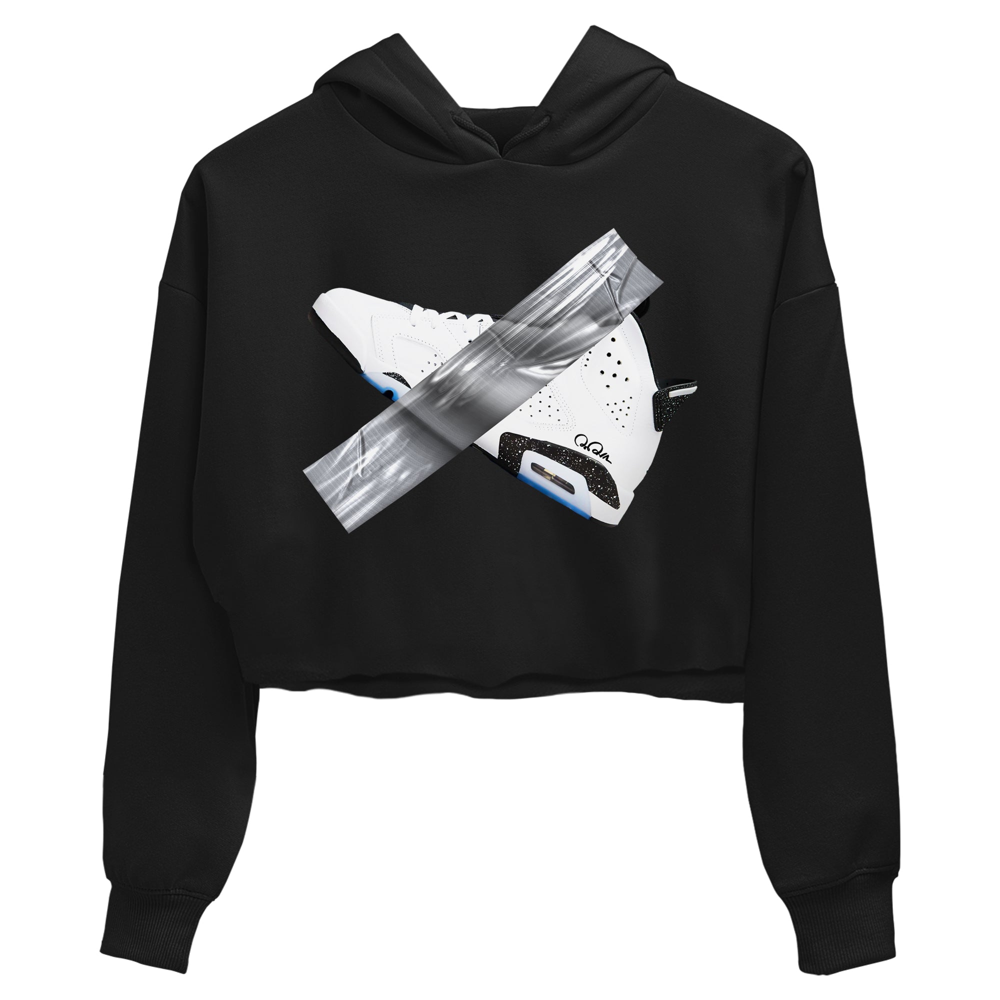 AJ6 White Black shirts to match jordans Duct Tape sneaker match tees Air Jordan 6 White Black Drip Gear Zone streetwear brand Black 2 crop tee