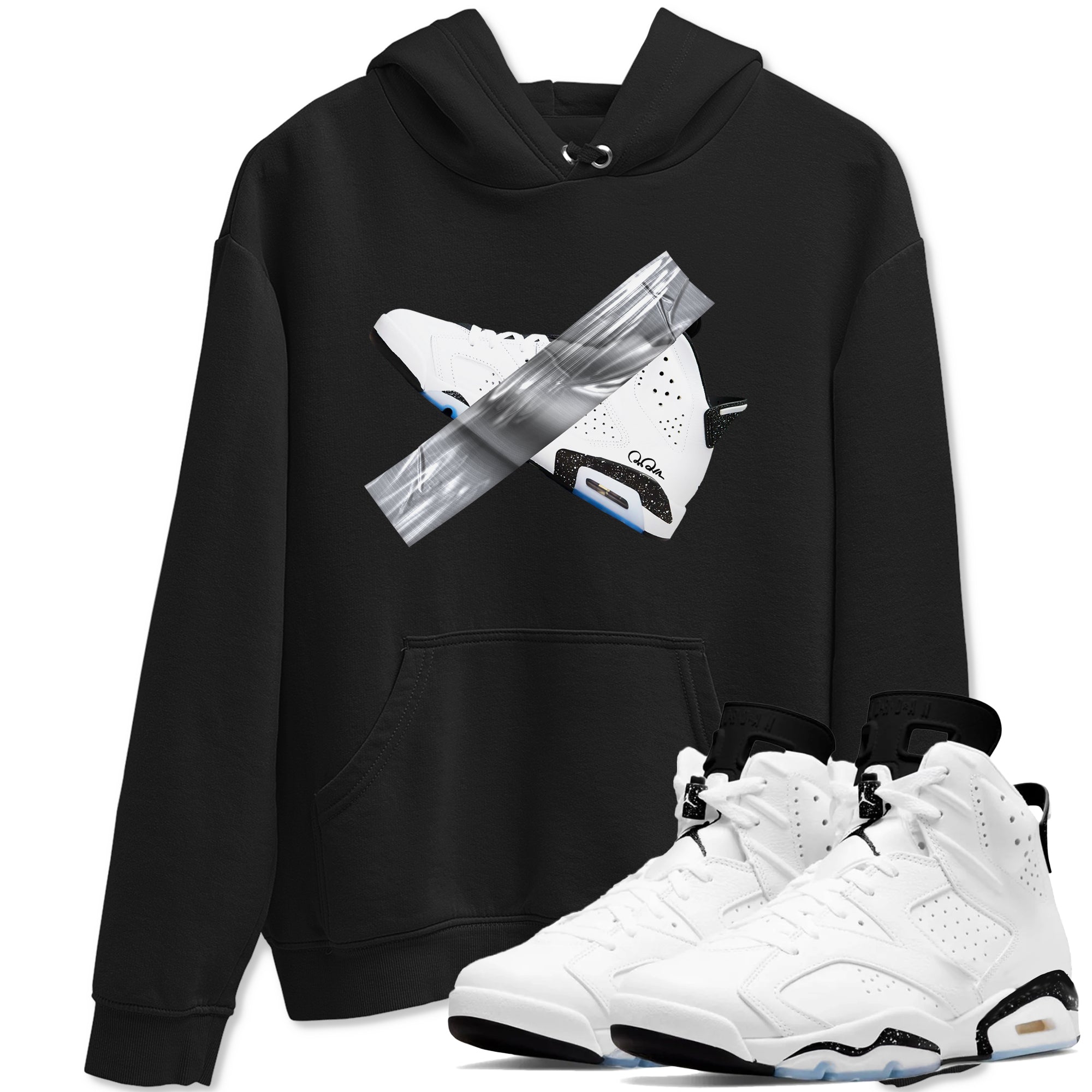 AJ6 White Black shirts to match jordans Duct Tape sneaker match tees Air Jordan 6 White Black Drip Gear Zone streetwear brand Black 1 unisex cotton tee