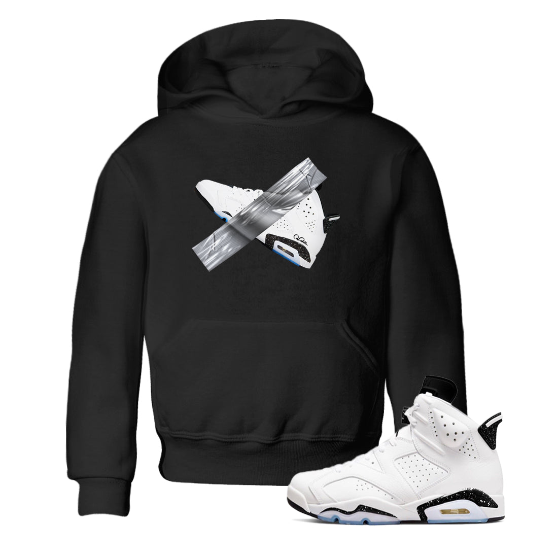 AJ6 White Black shirts to match jordans Duct Tape sneaker match tees Air Jordan 6 White Black Drip Gear Zone streetwear brand Baby and Youth Black 1 cotton tee