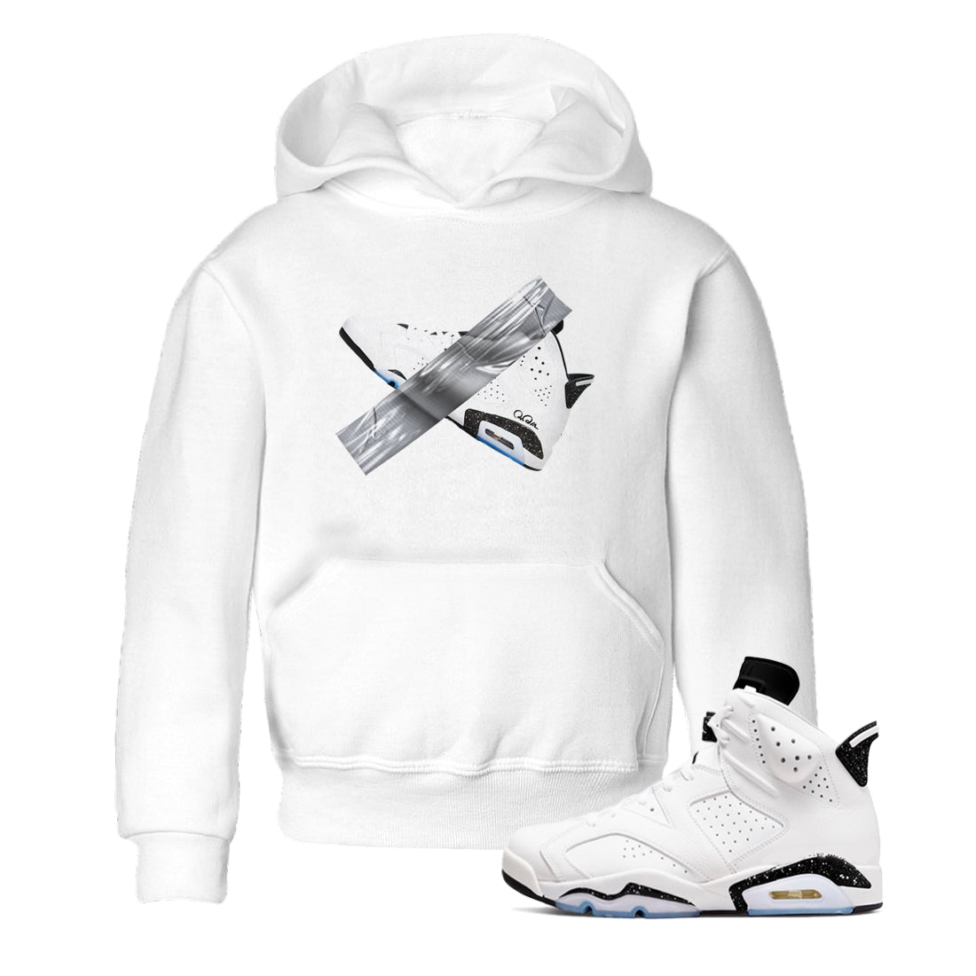 AJ6 White Black shirts to match jordans Duct Tape sneaker match tees Air Jordan 6 White Black Drip Gear Zone streetwear brand Baby and Youth White 1 cotton tee