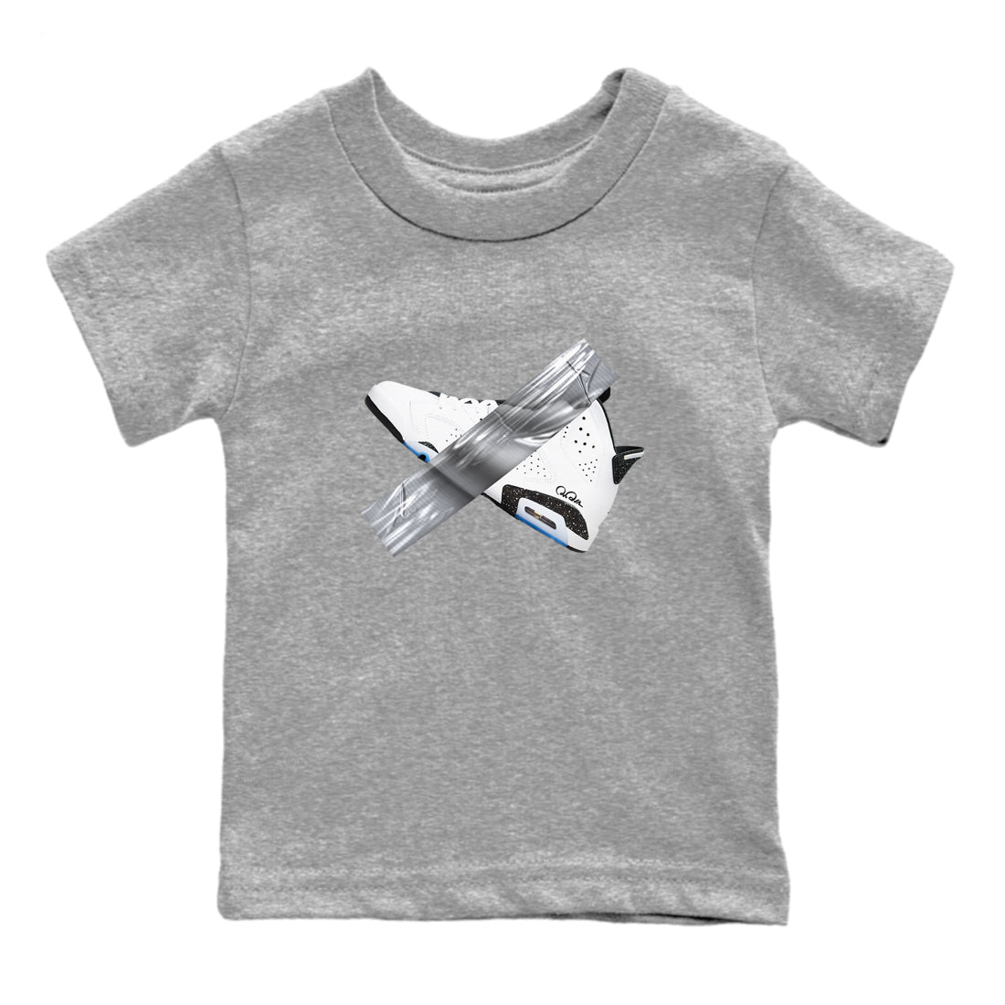AJ6 White Black shirts to match jordans Duct Tape sneaker match tees Air Jordan 6 White Black Drip Gear Zone streetwear brand Baby and Youth Heather Grey 2 cotton tee