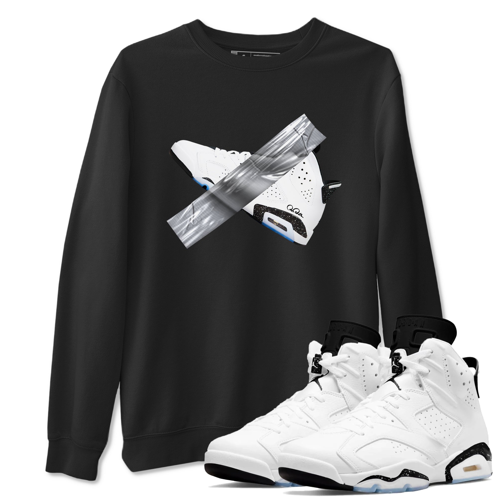 AJ6 White Black shirts to match jordans Duct Tape sneaker match tees Air Jordan 6 White Black Drip Gear Zone streetwear brand Black 1 unisex cotton tee