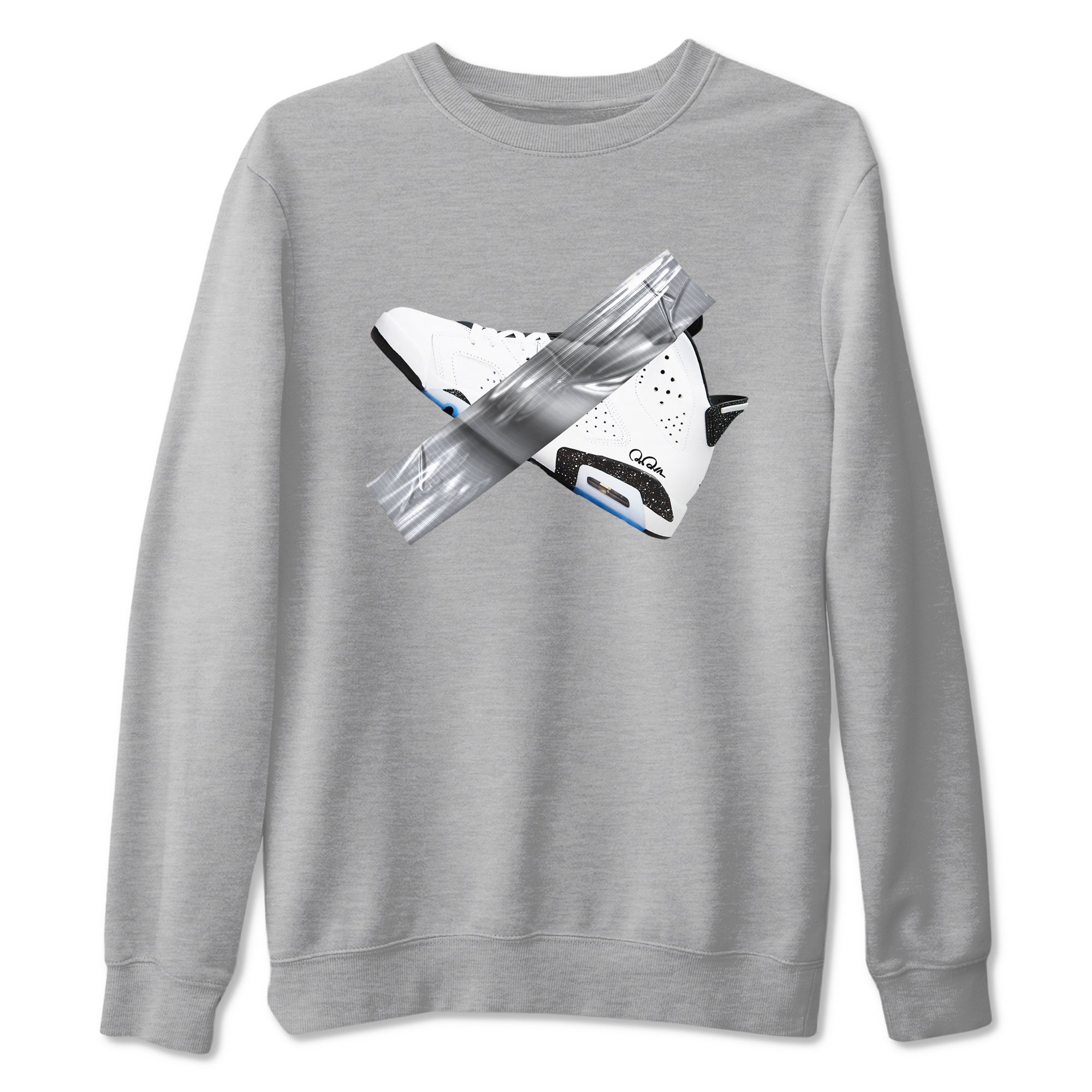 AJ6 White Black shirts to match jordans Duct Tape sneaker match tees Air Jordan 6 White Black Drip Gear Zone streetwear brand Heather Grey 2 unisex cotton tee