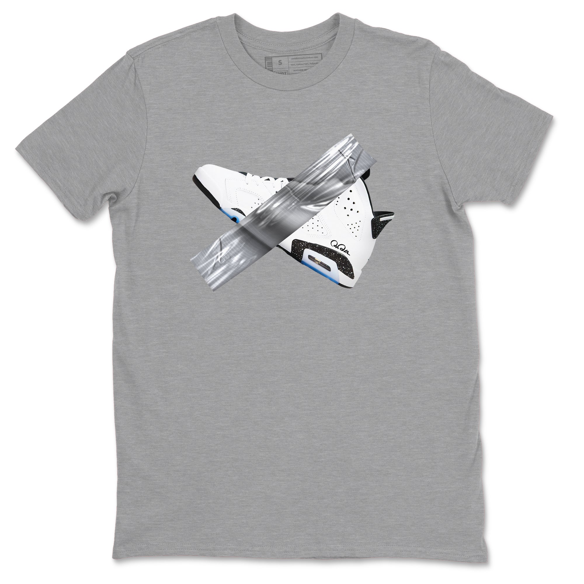 AJ6 White Black shirts to match jordans Duct Tape sneaker match tees Air Jordan 6 White Black Drip Gear Zone streetwear brand Heather Grey 2 unisex cotton tee