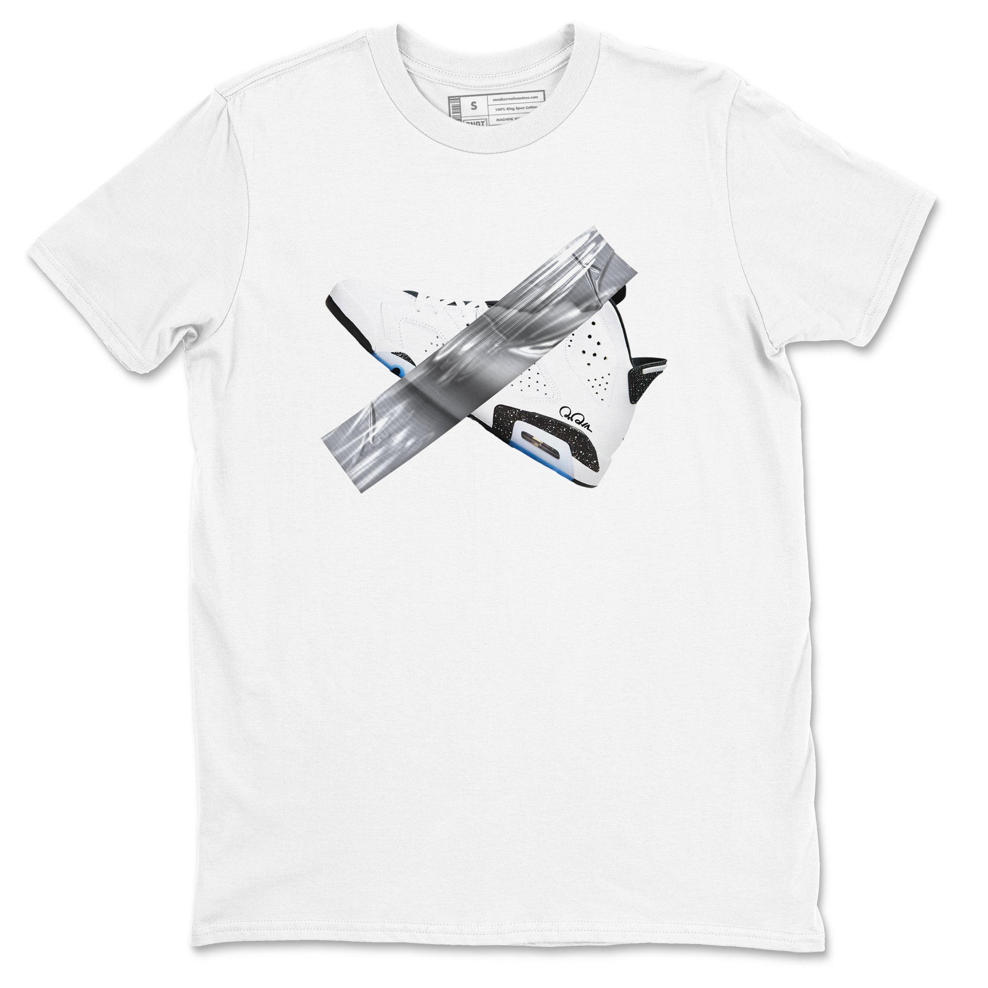 AJ6 White Black shirts to match jordans Duct Tape sneaker match tees Air Jordan 6 White Black Drip Gear Zone streetwear brand White 2 unisex cotton tee