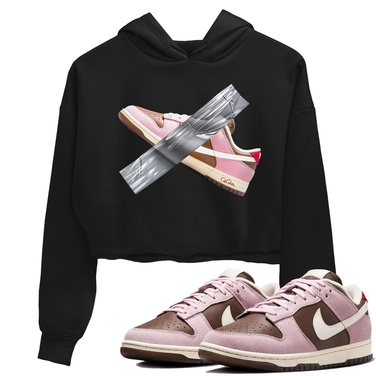 Dunk Cacao Wow And Pink Foam shirts to match jordans Duct Tape sneaker match tees Dunk Cacao Wow And Pink Foam Drip Gear Zone streetwear brand Black 1 crop tee