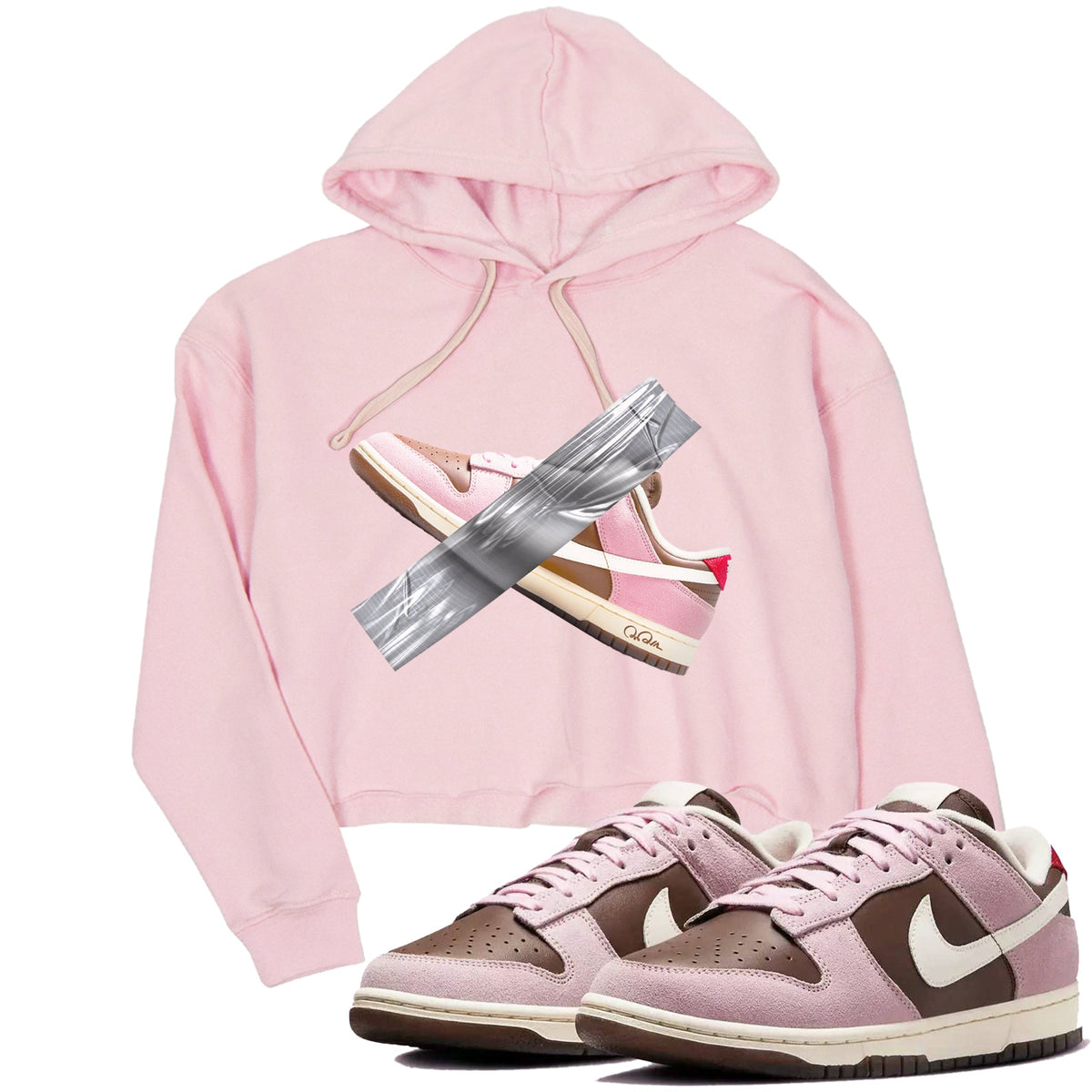 Dunk Cacao Wow And Pink Foam shirts to match jordans Duct Tape sneaker match tees Dunk Cacao Wow And Pink Foam Drip Gear Zone streetwear brand Pink 1 crop tee