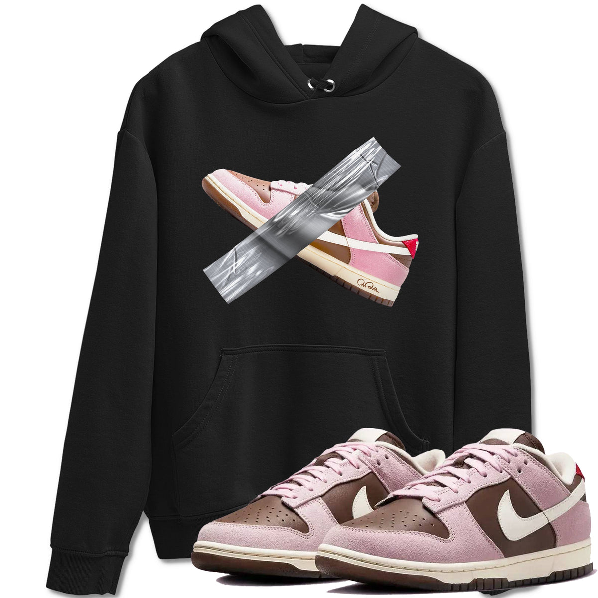 Dunk Cacao Wow And Pink Foam shirts to match jordans Duct Tape sneaker match tees Dunk Cacao Wow And Pink Foam Drip Gear Zone streetwear brand Black 1 unisex cotton tee