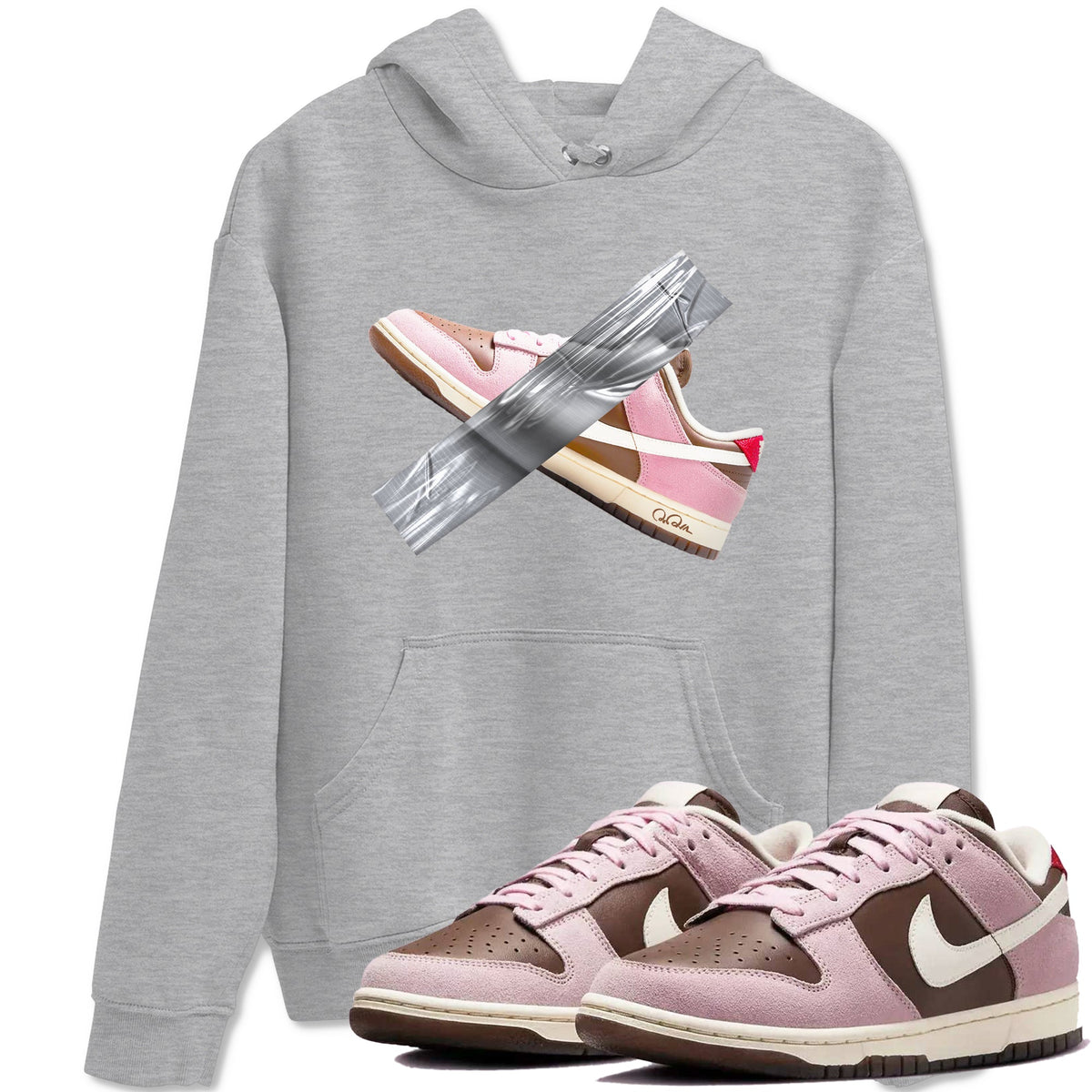 Dunk Cacao Wow And Pink Foam shirts to match jordans Duct Tape sneaker match tees Dunk Cacao Wow And Pink Foam Drip Gear Zone streetwear brand Heather Grey 1 unisex cotton tee
