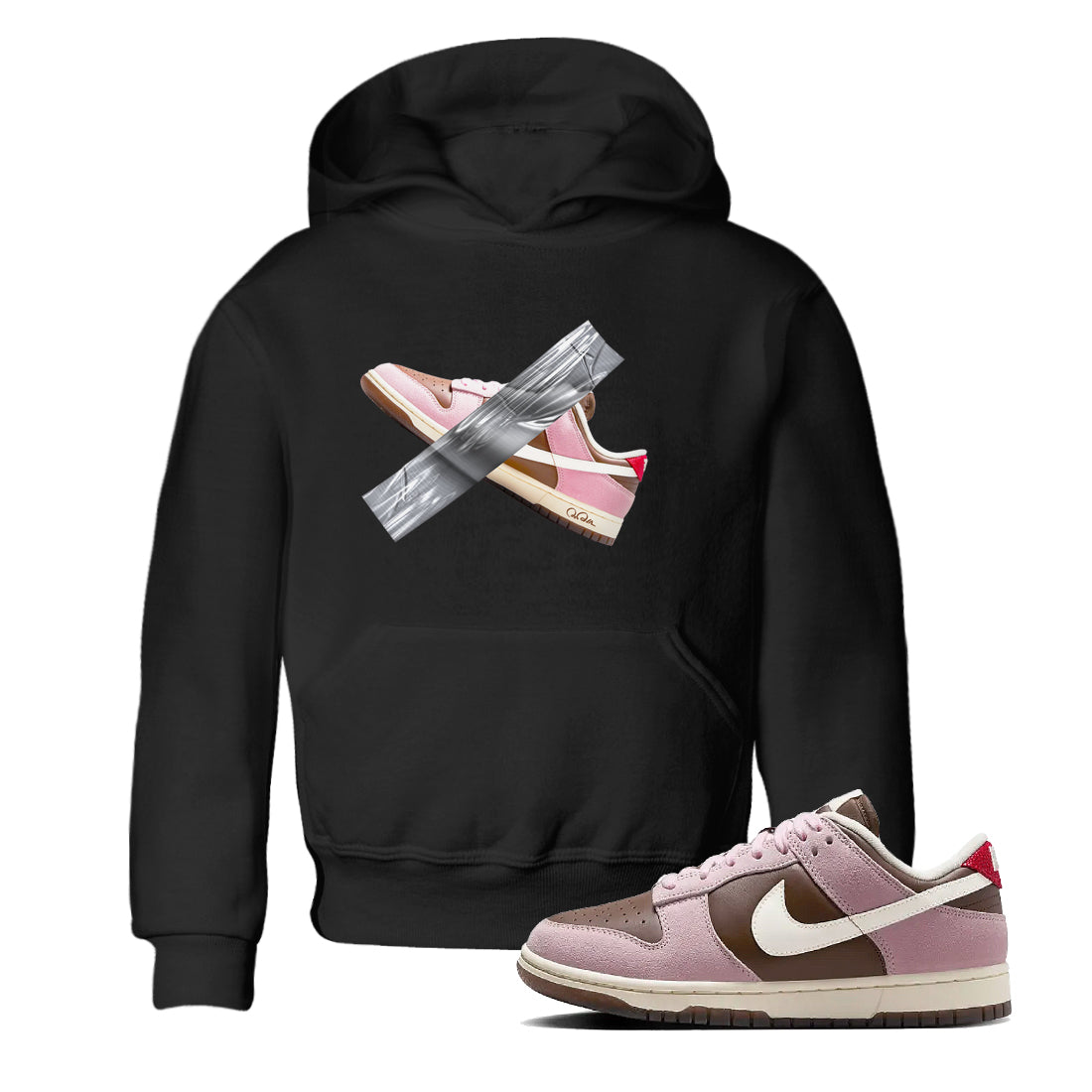 Dunk Cacao Wow And Pink Foam shirts to match jordans Duct Tape sneaker match tees Dunk Cacao Wow And Pink Foam Drip Gear Zone streetwear brand Baby and Youth Black 1 cotton tee