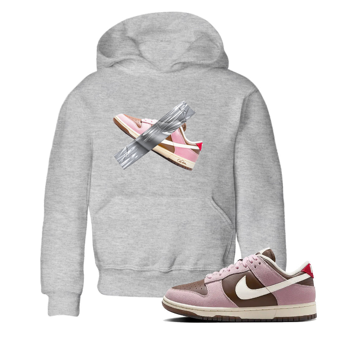 Dunk Cacao Wow And Pink Foam shirts to match jordans Duct Tape sneaker match tees Dunk Cacao Wow And Pink Foam Drip Gear Zone streetwear brand Baby and Youth Heather Grey 1 cotton tee