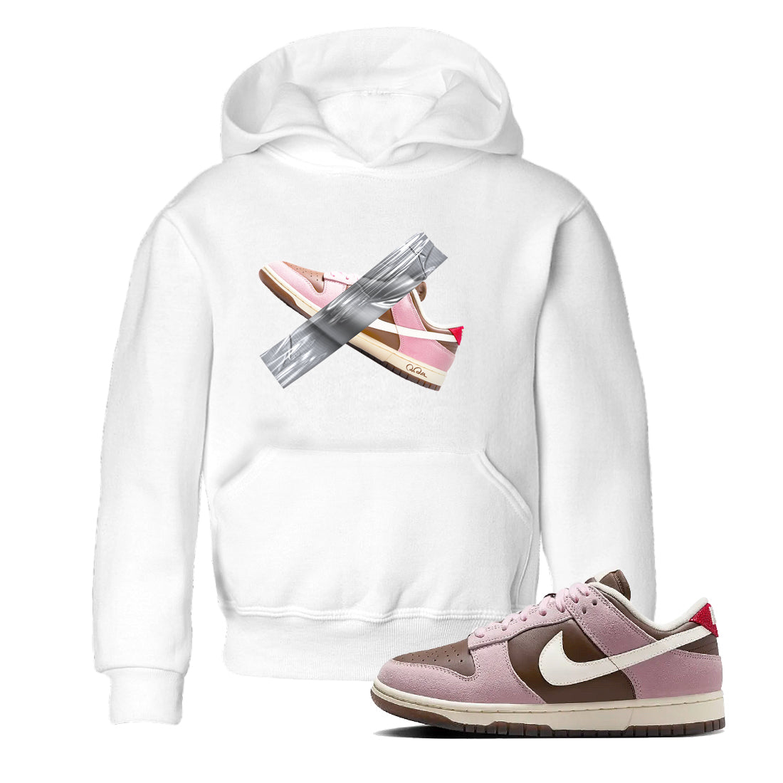 Dunk Cacao Wow And Pink Foam shirts to match jordans Duct Tape sneaker match tees Dunk Cacao Wow And Pink Foam Drip Gear Zone streetwear brand Baby and Youth White 1 cotton tee