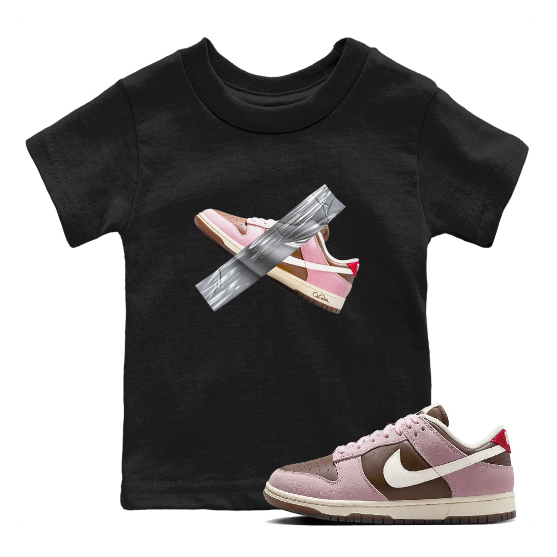 Dunk Cacao Wow And Pink Foam shirts to match jordans Duct Tape sneaker match tees Dunk Cacao Wow And Pink Foam Drip Gear Zone streetwear brand Baby and Youth Black 1 cotton tee