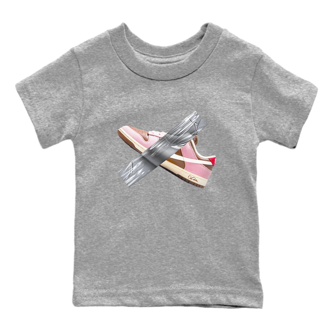 Dunk Cacao Wow And Pink Foam shirts to match jordans Duct Tape sneaker match tees Dunk Cacao Wow And Pink Foam Drip Gear Zone streetwear brand Baby and Youth Heather Grey 2 cotton tee