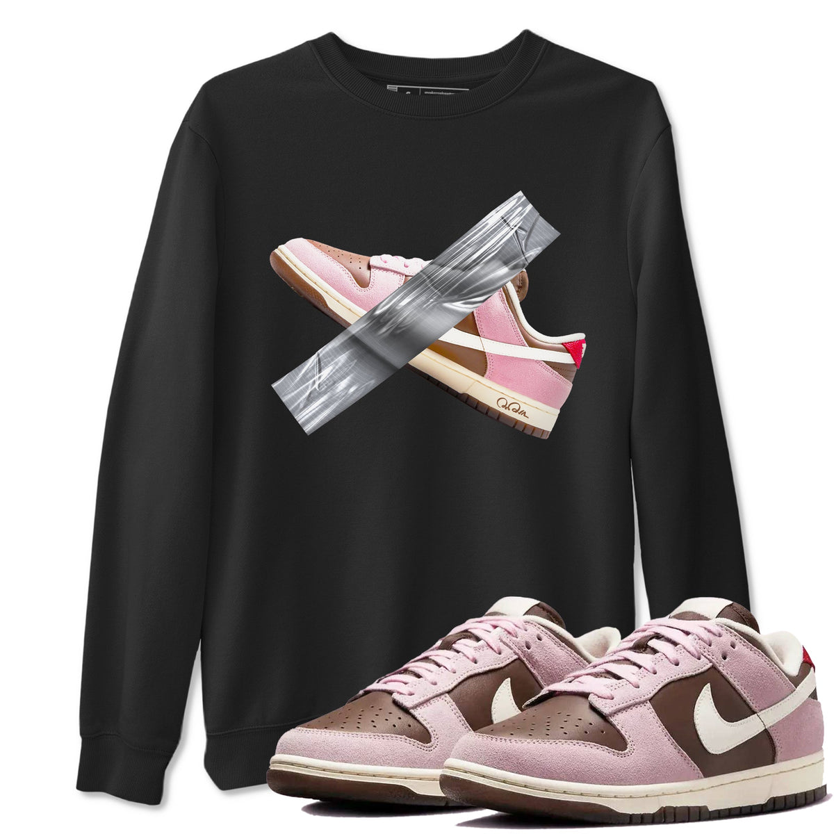 Dunk Cacao Wow And Pink Foam shirts to match jordans Duct Tape sneaker match tees Dunk Cacao Wow And Pink Foam Drip Gear Zone streetwear brand Black 1 unisex cotton tee