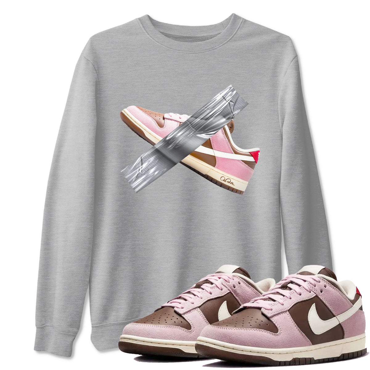 Dunk Cacao Wow And Pink Foam shirts to match jordans Duct Tape sneaker match tees Dunk Cacao Wow And Pink Foam Drip Gear Zone streetwear brand Heather Grey 1 unisex cotton tee