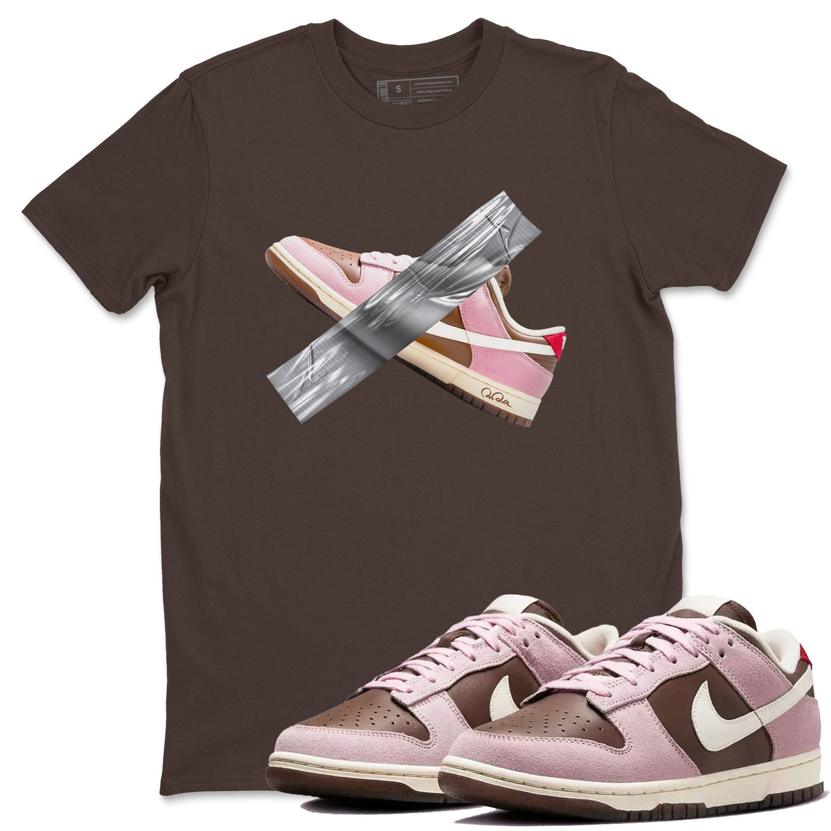 Dunk Cacao Wow And Pink Foam shirts to match jordans Duct Tape sneaker match tees Dunk Cacao Wow And Pink Foam Drip Gear Zone streetwear brand Dark Chocolate 1 unisex cotton tee