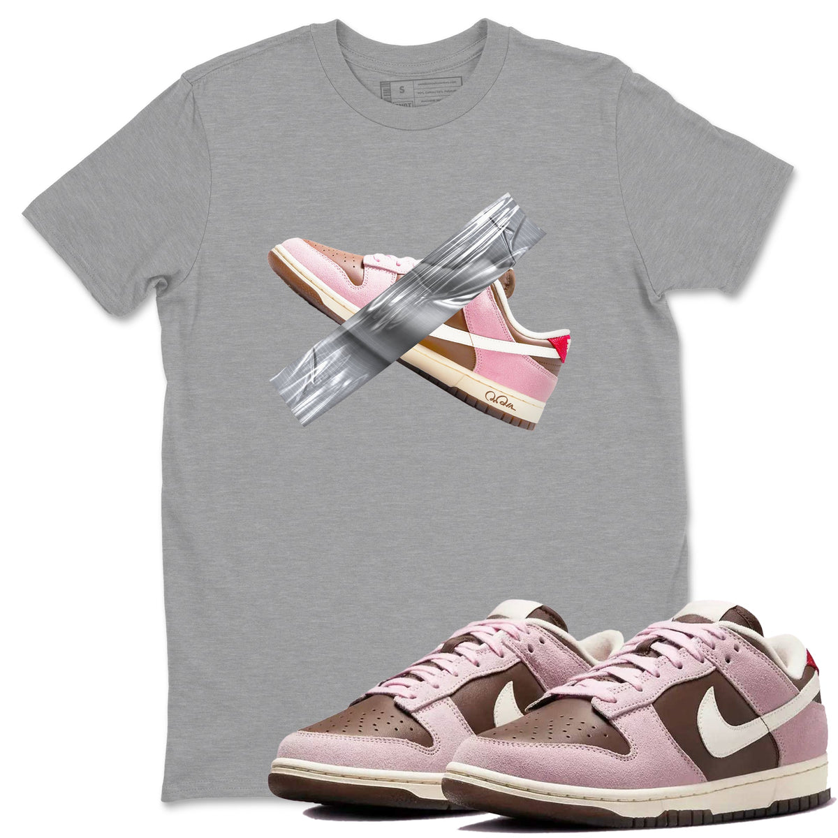 Dunk Cacao Wow And Pink Foam shirts to match jordans Duct Tape sneaker match tees Dunk Cacao Wow And Pink Foam Drip Gear Zone streetwear brand Heather Grey 1 unisex cotton tee