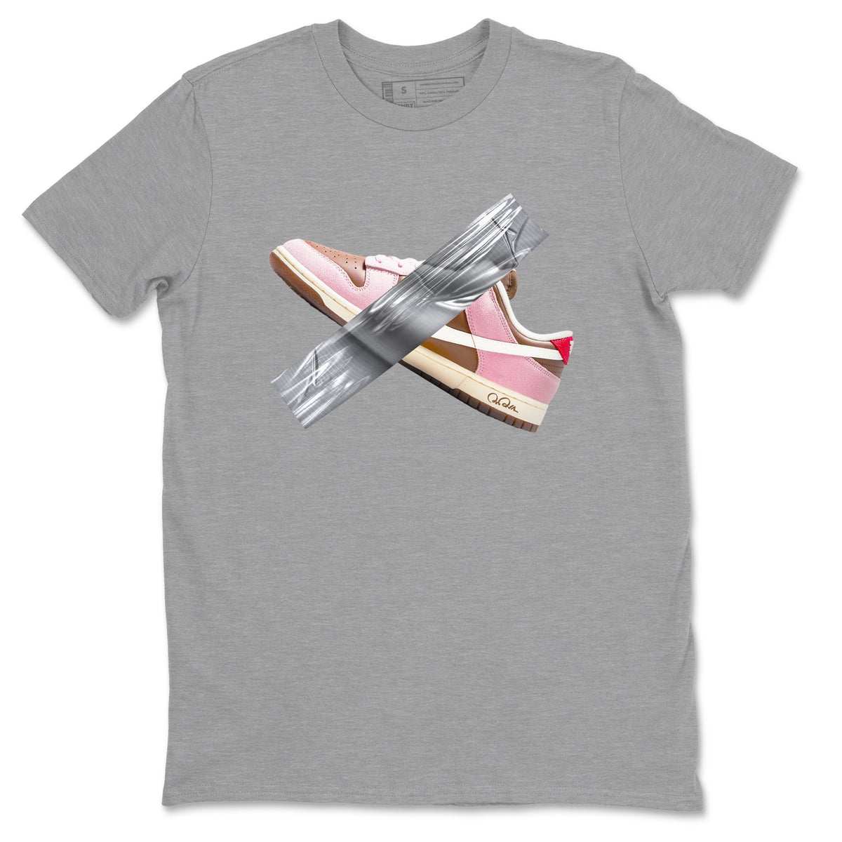 Dunk Cacao Wow And Pink Foam shirts to match jordans Duct Tape sneaker match tees Dunk Cacao Wow And Pink Foam Drip Gear Zone streetwear brand Heather Grey 2 unisex cotton tee