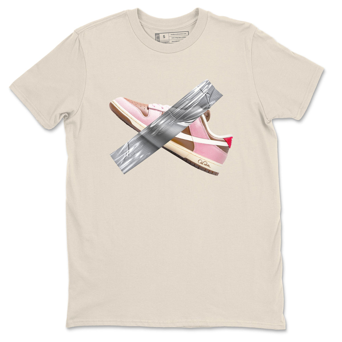 Dunk Cacao Wow And Pink Foam shirts to match jordans Duct Tape sneaker match tees Dunk Cacao Wow And Pink Foam Drip Gear Zone streetwear brand Natural 2 unisex cotton tee