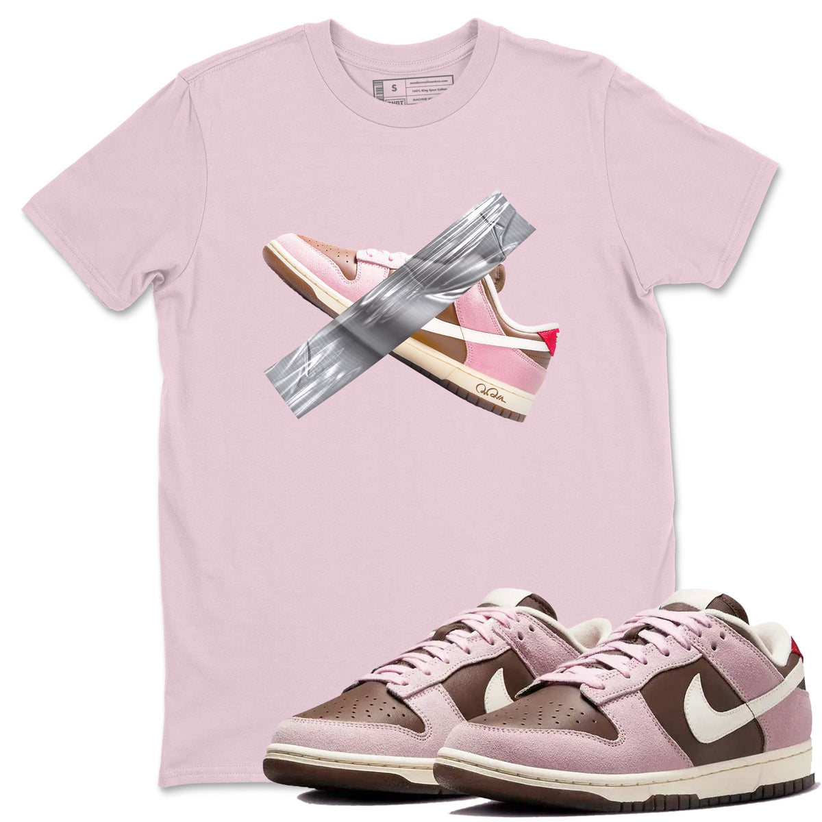 Dunk Cacao Wow And Pink Foam shirts to match jordans Duct Tape sneaker match tees Dunk Cacao Wow And Pink Foam Drip Gear Zone streetwear brand Pink 1 unisex cotton tee