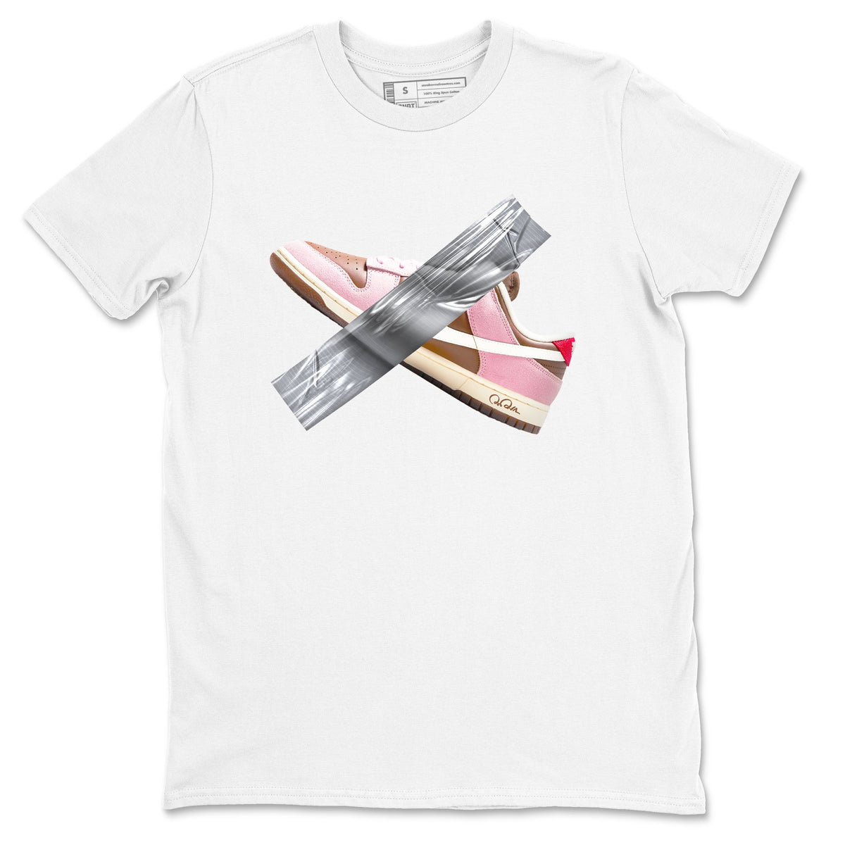Dunk Cacao Wow And Pink Foam shirts to match jordans Duct Tape sneaker match tees Dunk Cacao Wow And Pink Foam Drip Gear Zone streetwear brand White 2 unisex cotton tee