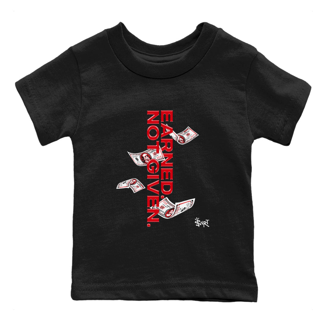 AE 1 Bred shirts to match jordans Earned Not Given sneaker match tees AE 1 Bred match shoes to clothes Drip Gear Zone Youth Baby Black 2 tee