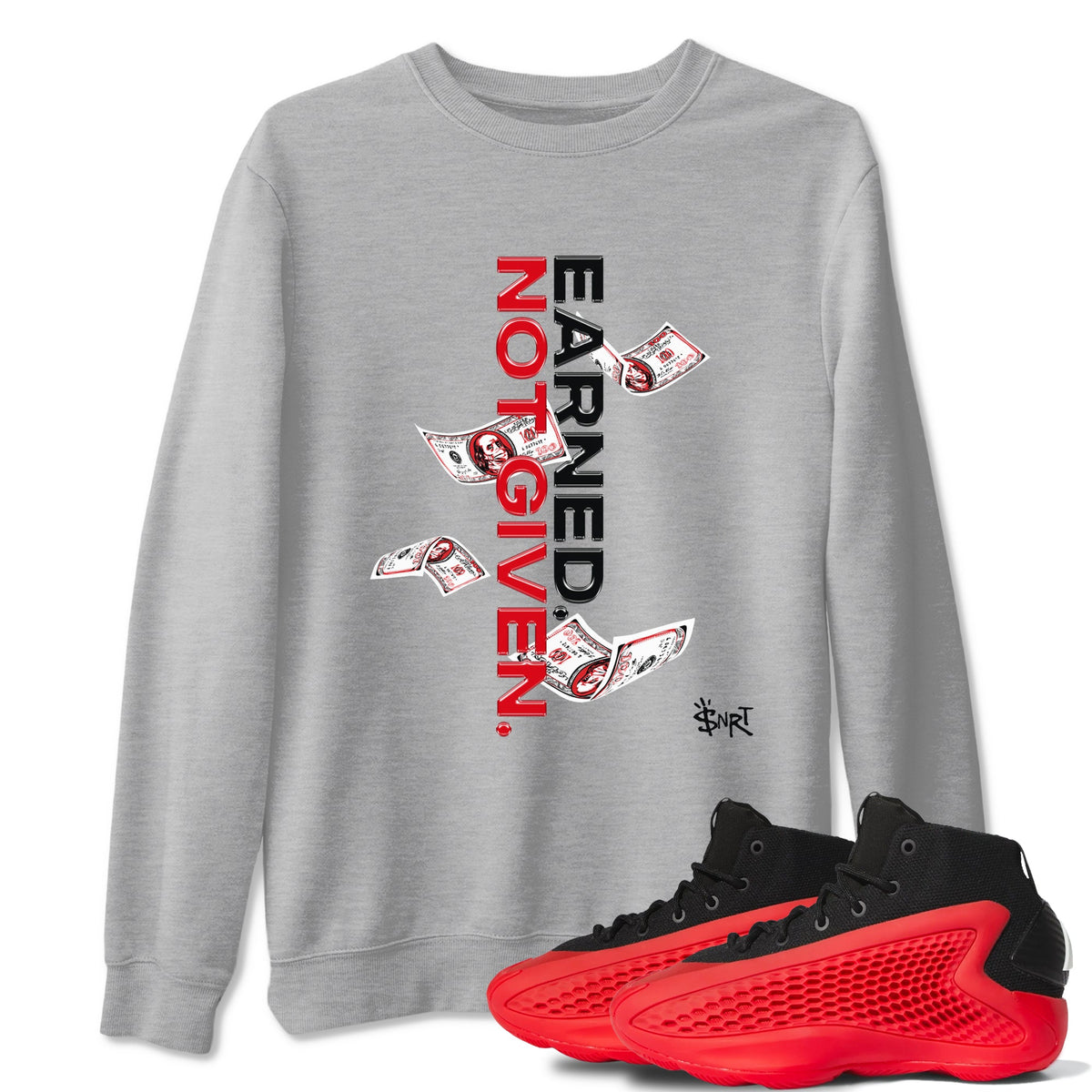 AE 1 Bred shirts to match jordans Earned Not Given sneaker match tees AE 1 Bred match shoes to clothes Drip Gear Zone unisex cotton Heather Grey 1 shirts